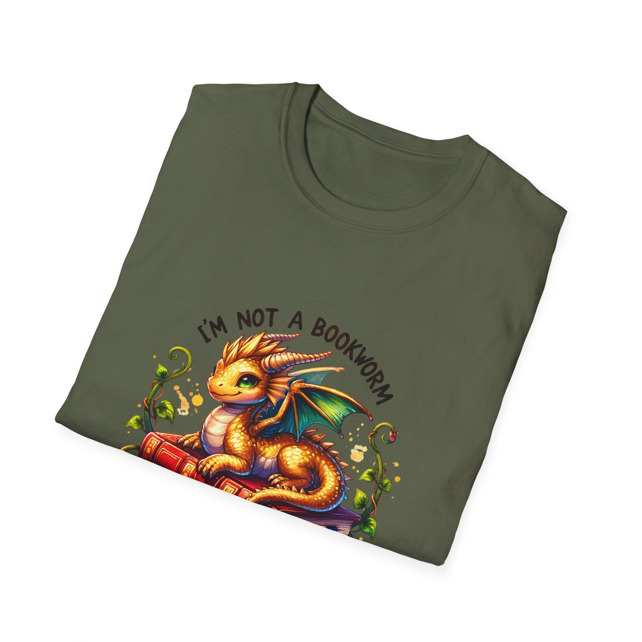 Book Dragon T-Shirt — "I'm Not a Bookworm, I'm a Book Dragon" Reading Tee