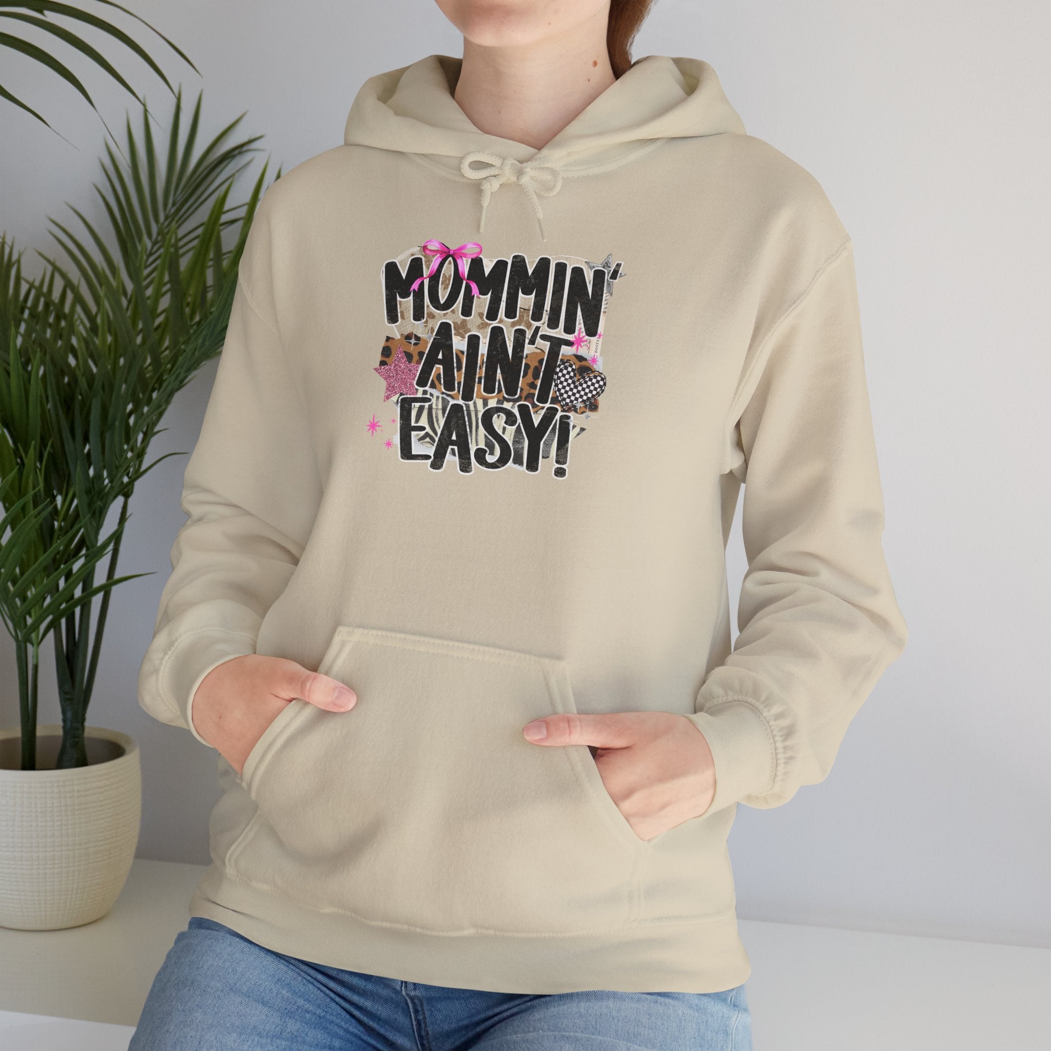Mommin' Ain't Easy Hoodie — Funny Floral Mom Hooded Sweatshirt