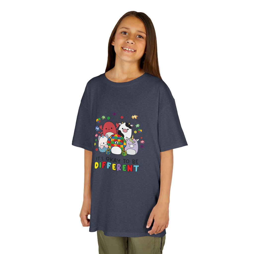 Kids Tee — "It's Okay to Be Different" Colorful Diversity Cartoon Shirt