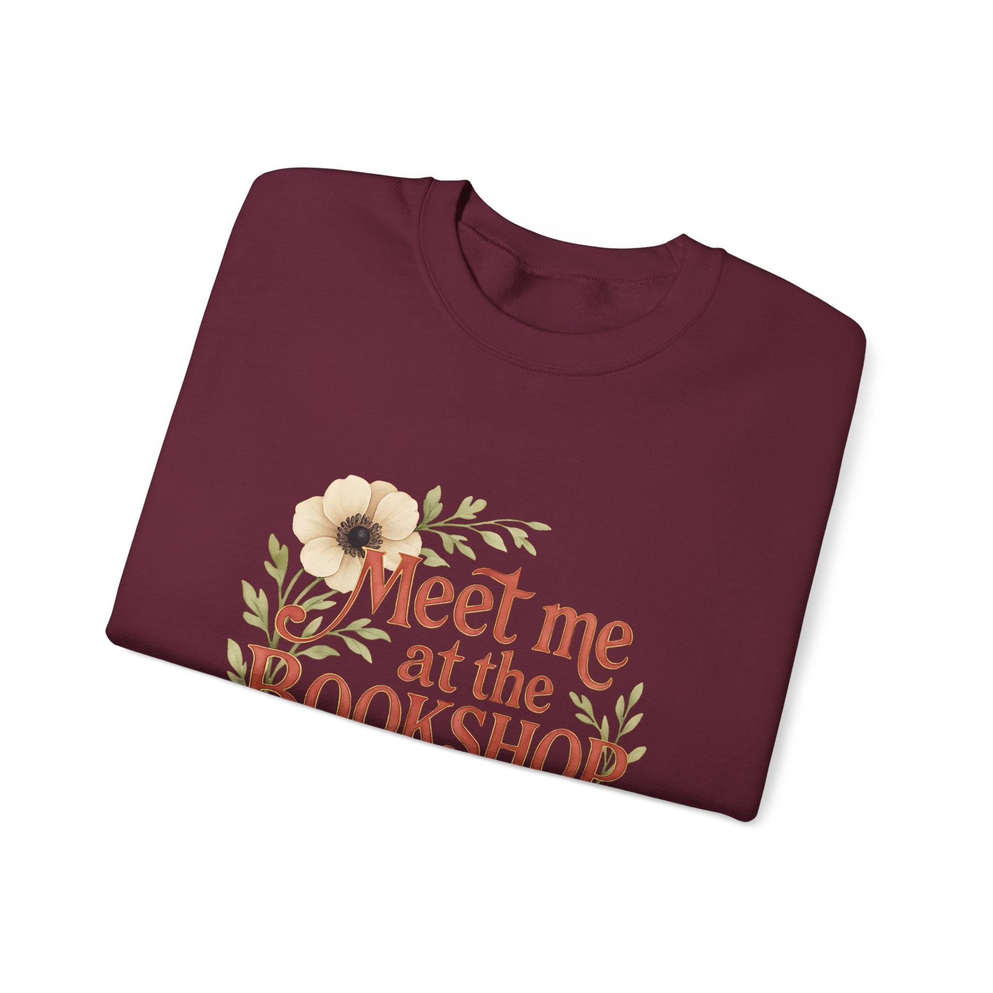 Bookshop Sweatshirt — "Meet Me at the Bookshop" Floral Cozy Crewneck