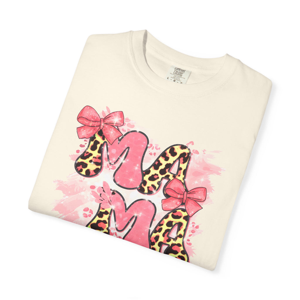 Mama Leopard Floral T-Shirt — Pink Bow Mother's Day Tee
