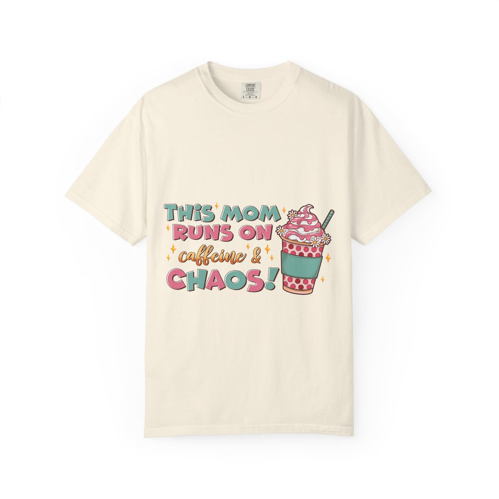 Mom Coffee T-Shirt — "This Mom Runs on Caffeine & Chaos" Cute Graphic Tee