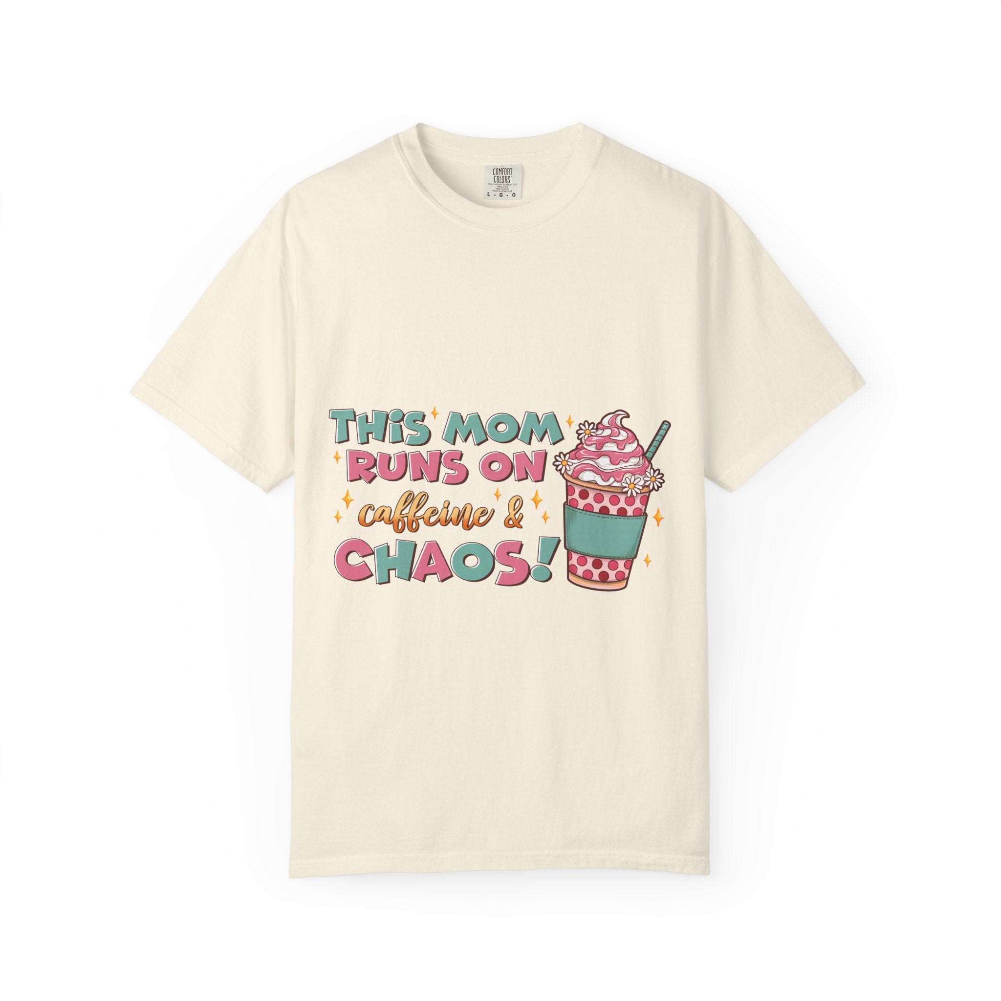 Mom Coffee T-Shirt — "This Mom Runs on Caffeine & Chaos" Cute Graphic Tee