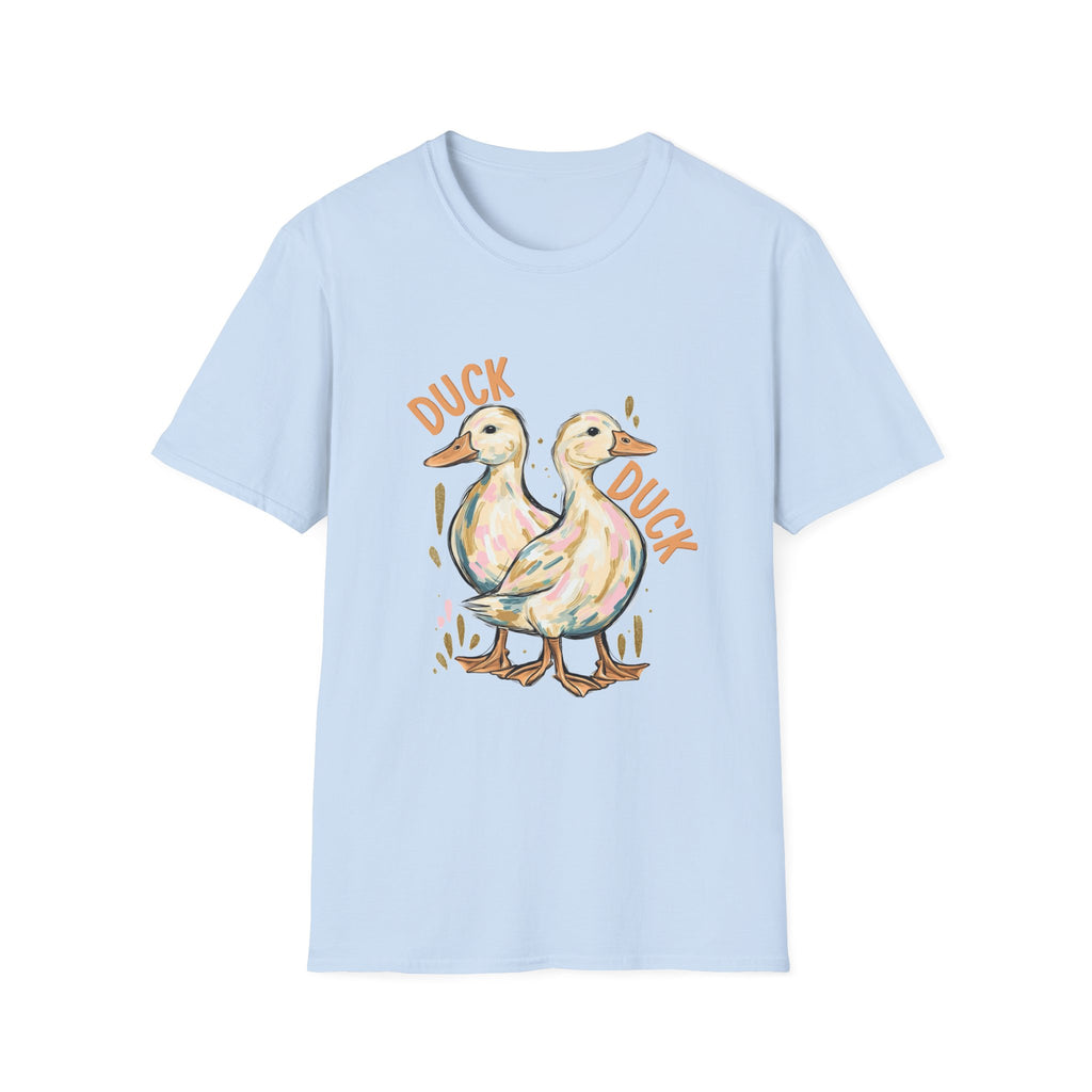 Double-sided Duck Duck Goose T-Shirt — Cute Pastel Duck & Goose Graphic Tee