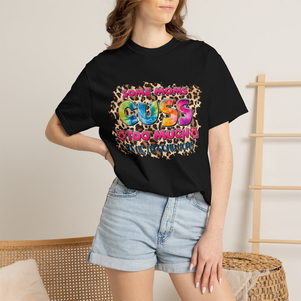 Graphic T-Shirt — "Some Moms Guess Too Much" Colorful Leopard Print
