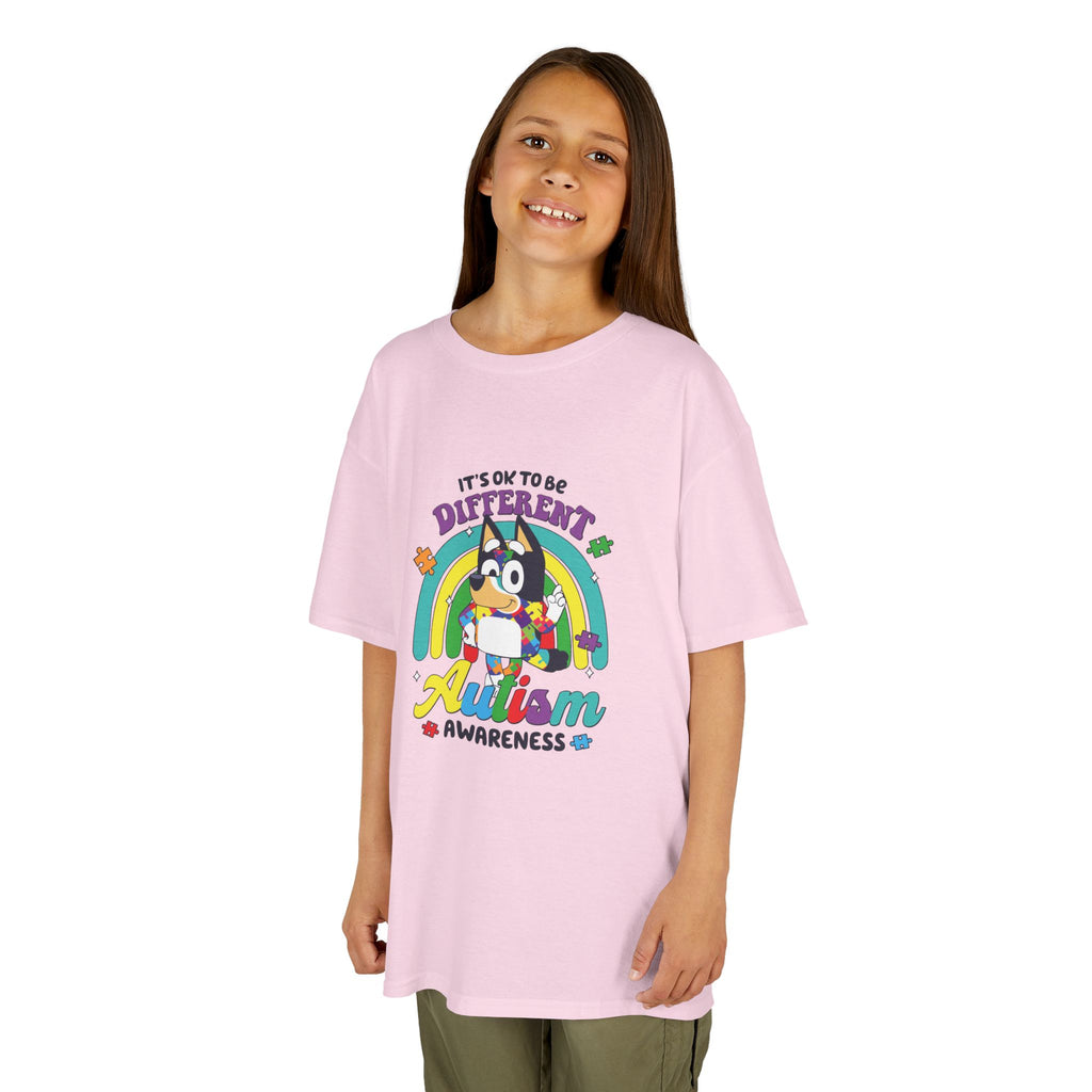 Kids Tee — "It's OK to Be Different" Autism Awareness Rainbow Shirt