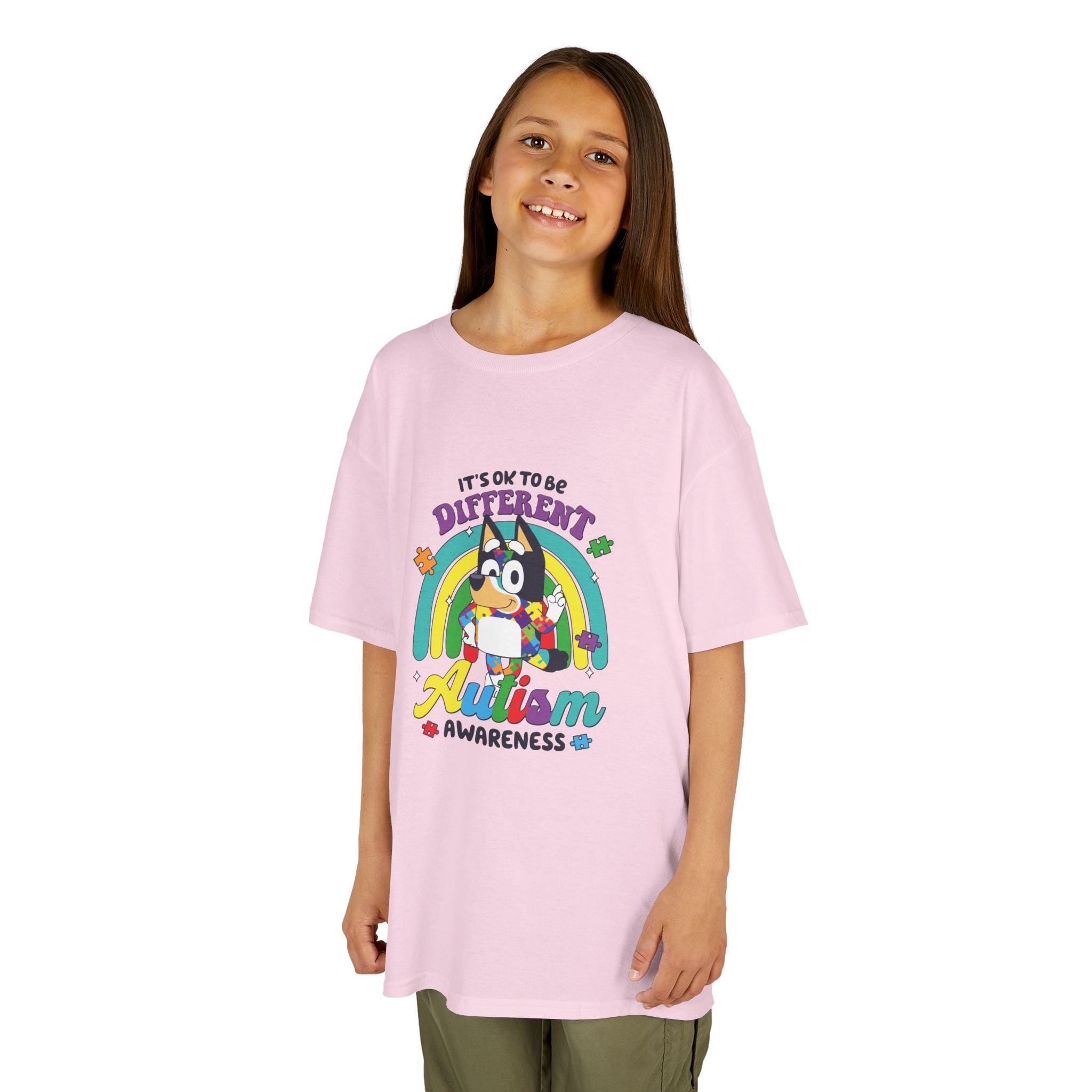 Kids Tee — "It's OK to Be Different" Autism Awareness Rainbow Shirt
