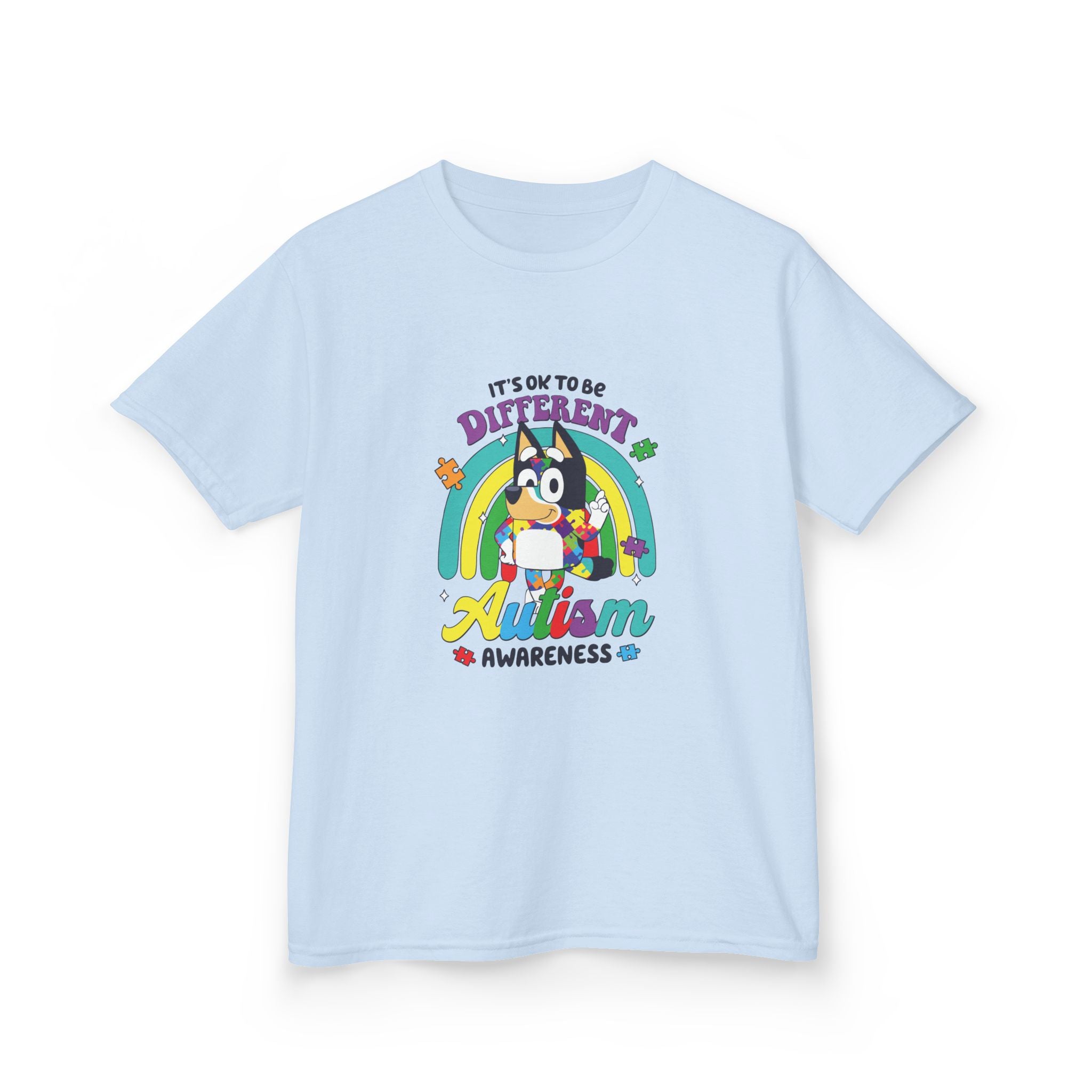 Kids Tee — "It's OK to Be Different" Autism Awareness Rainbow Shirt
