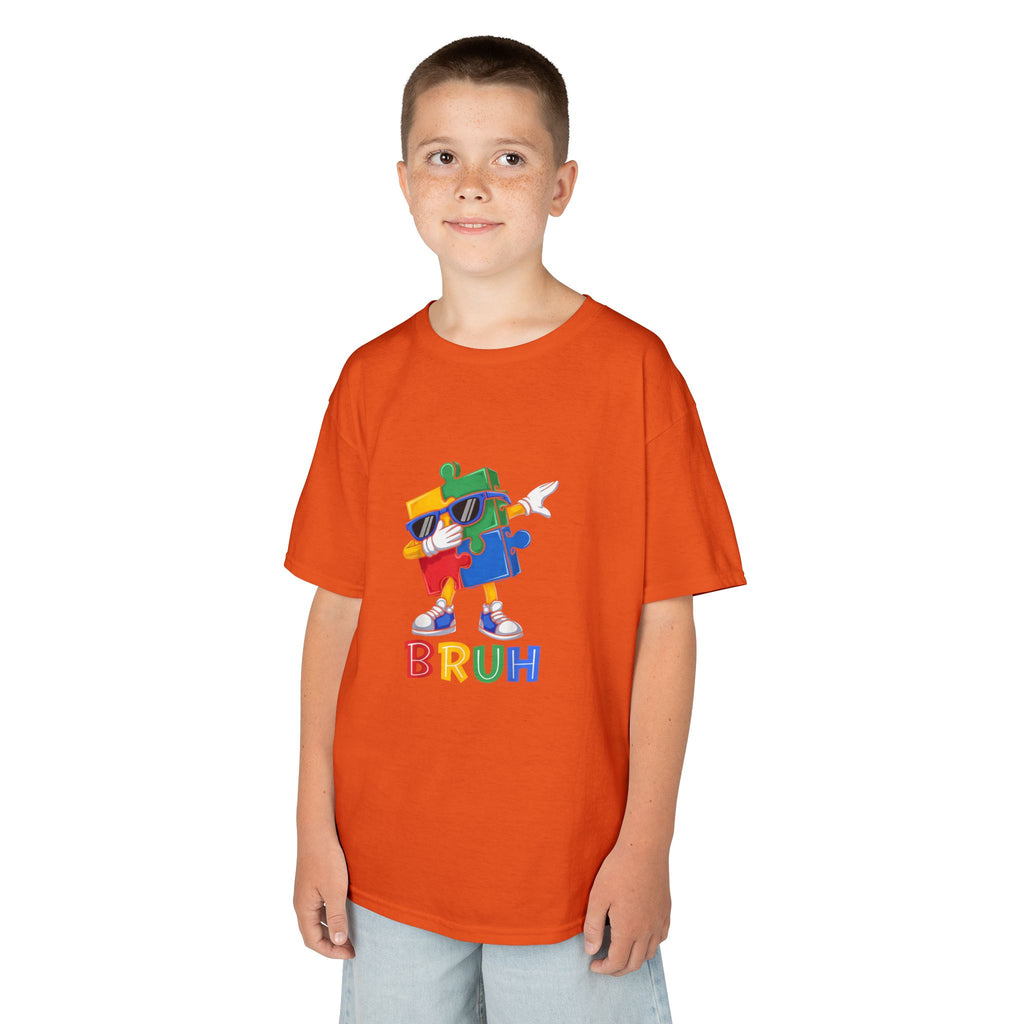 Kids 'BRUH' Colorful Puzzle Robot Tee - Fun Graphic Shirt for Boys & Girls