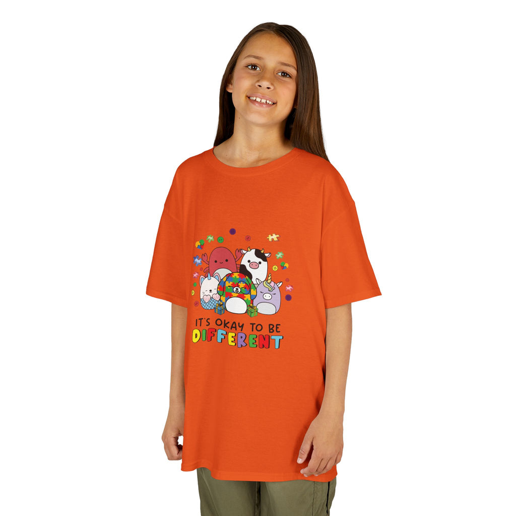 Kids Tee — "It's Okay to Be Different" Colorful Diversity Cartoon Shirt