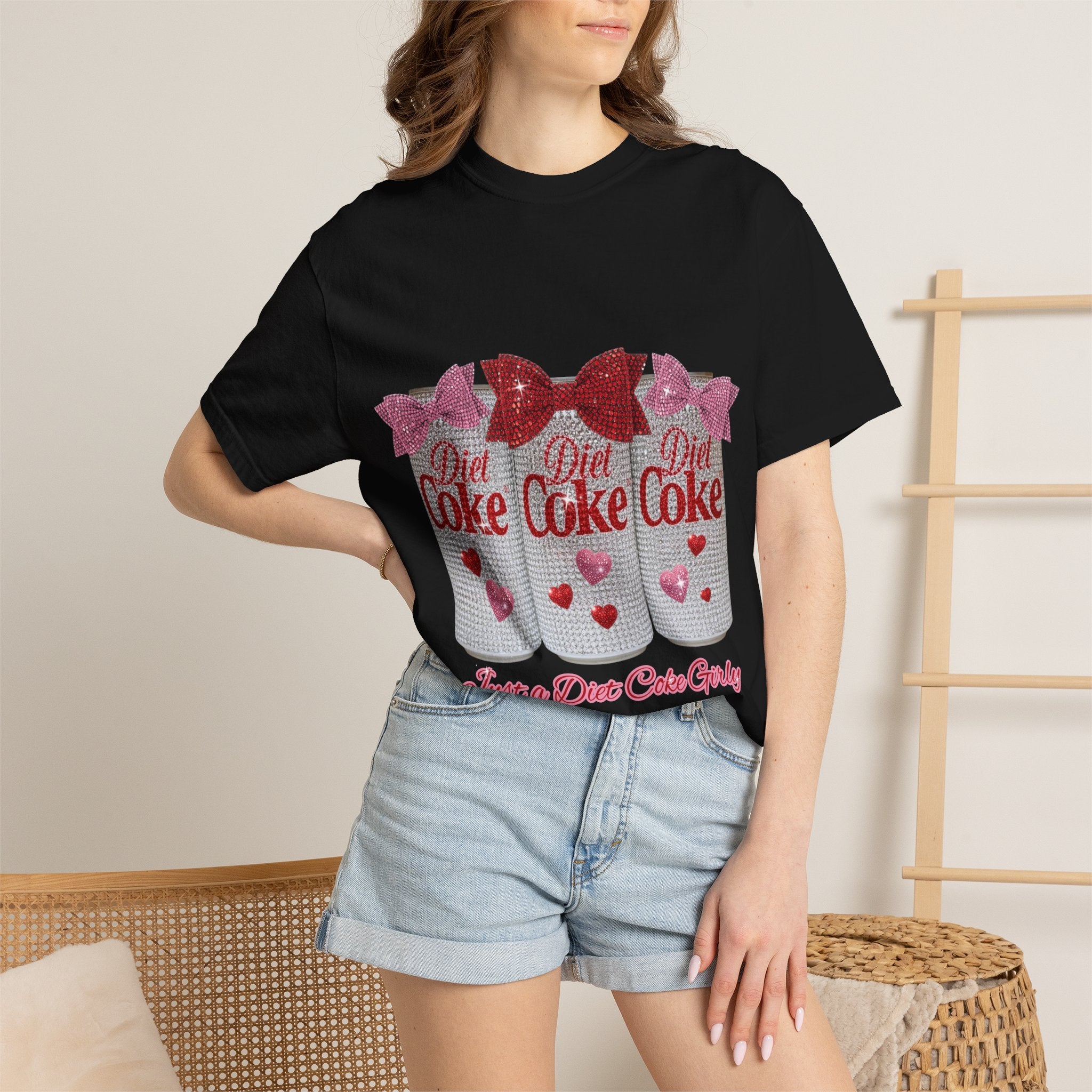 Diet Coke Glitter Can T-Shirt — "Just a Diet Coke Girl" Retro Sparkle Tee