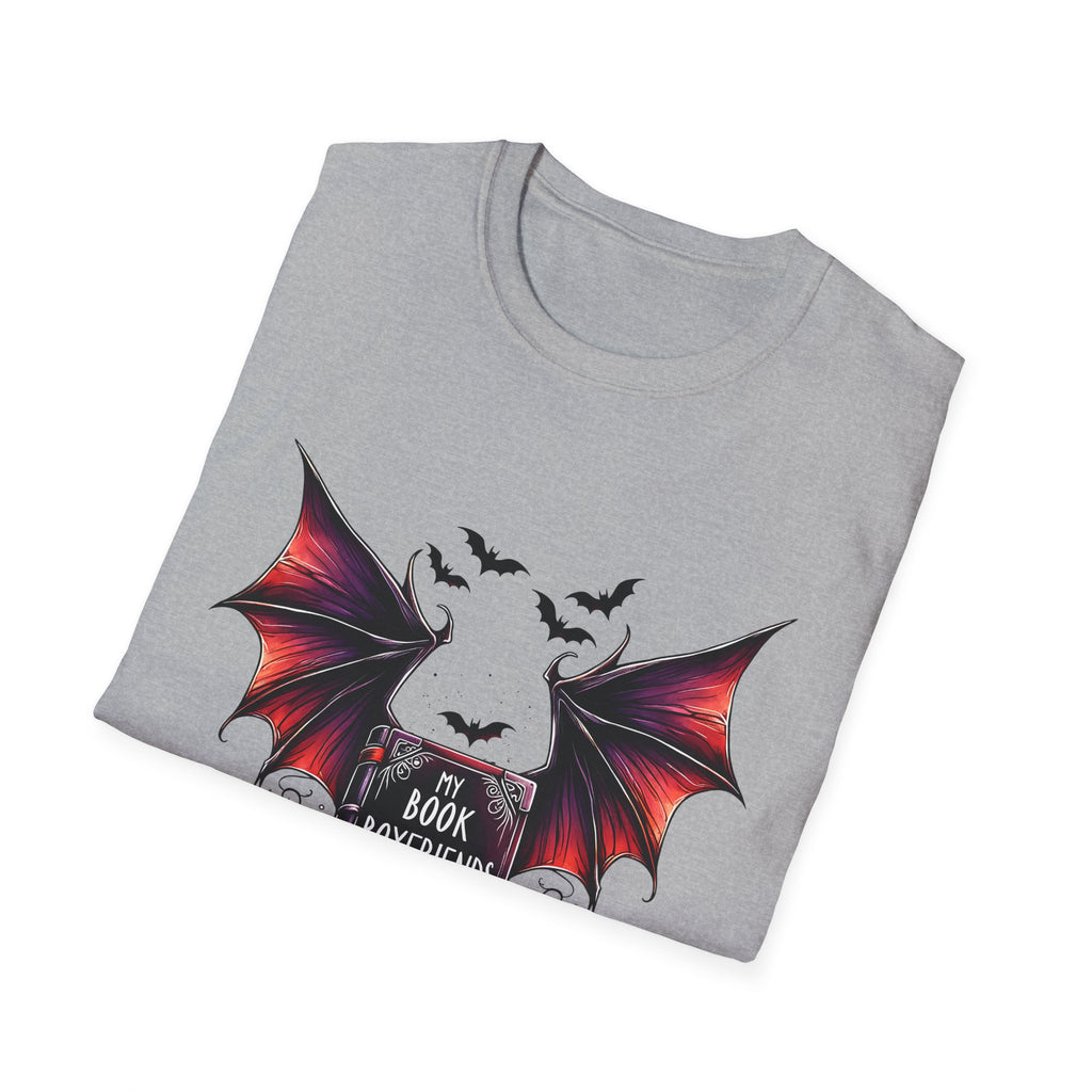 Book Boyfriends Have Wings T-Shirt — Vampire Bat Gothic Reading Tee