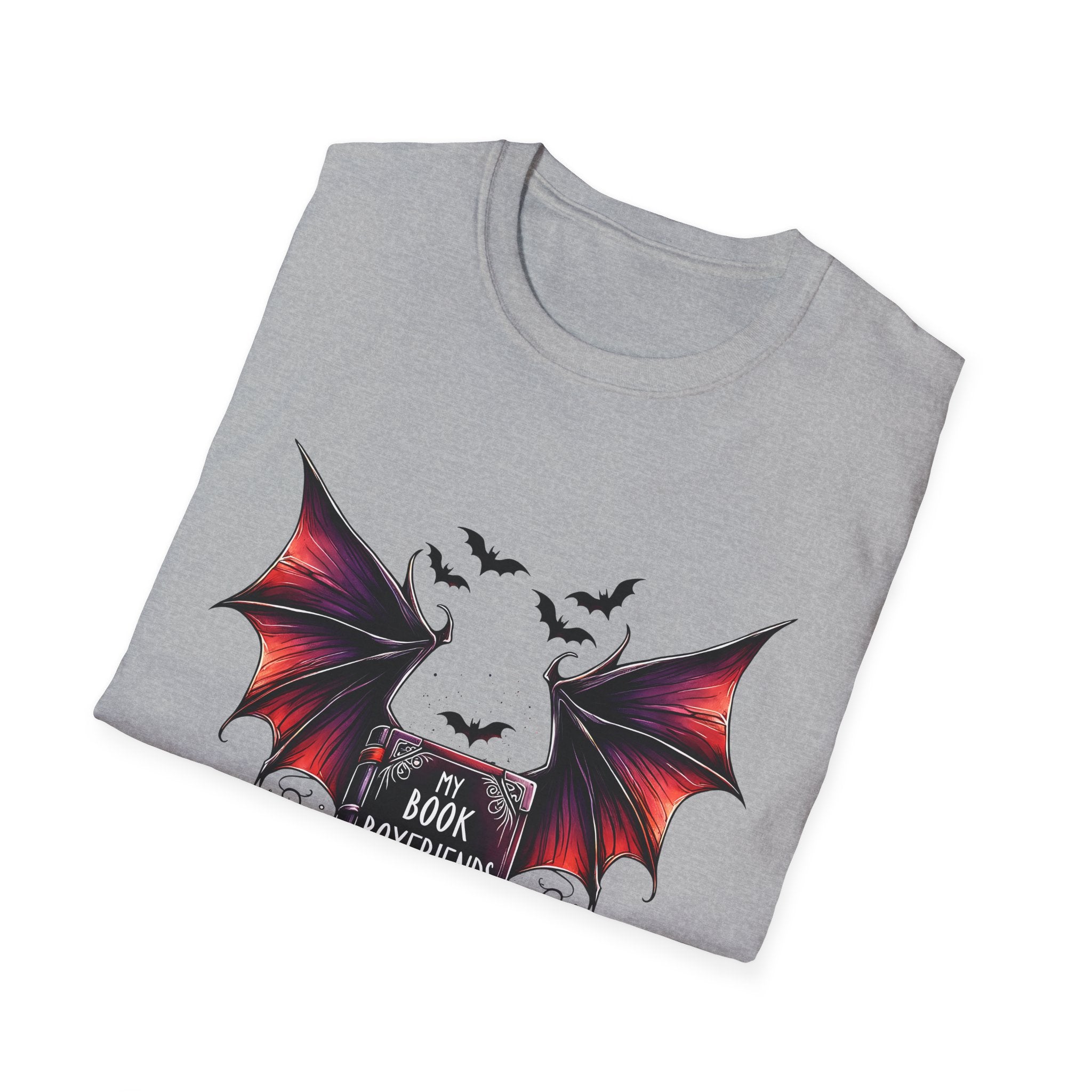 Book Boyfriends Have Wings T-Shirt — Vampire Bat Gothic Reading Tee