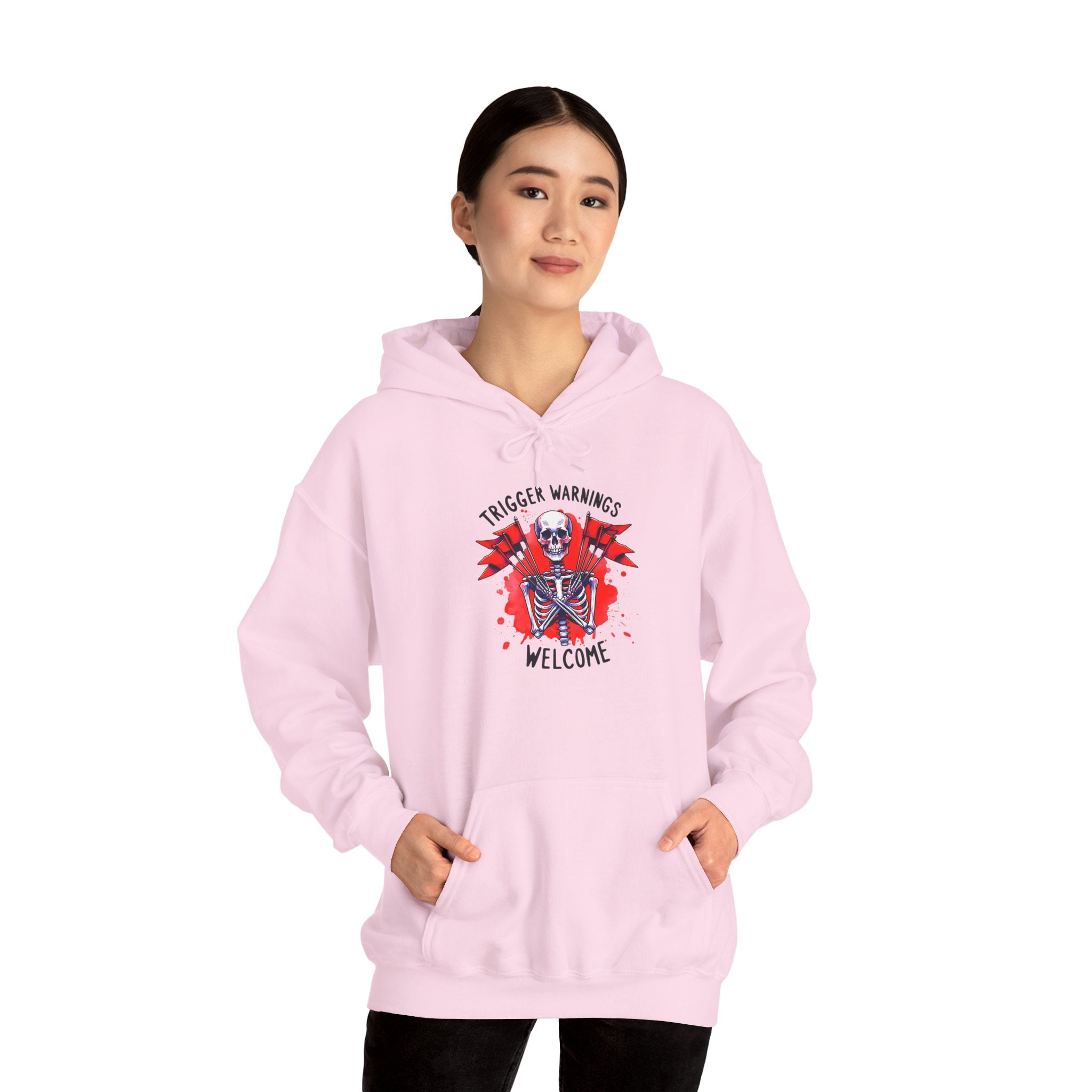 Trigger Warning Skeleton Hoodie - Edgy Skull Graphic Pullover