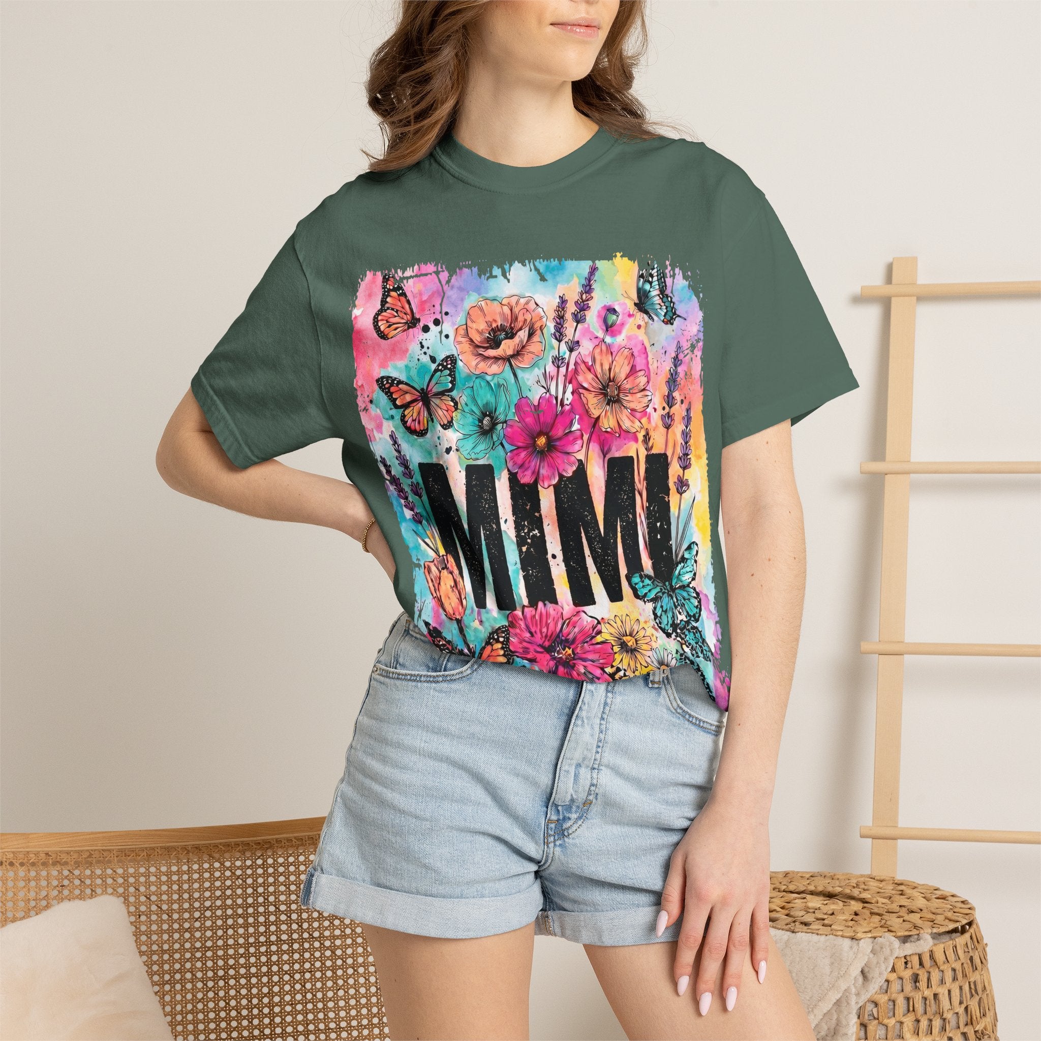 MIMI Floral Butterflies T-Shirt — Colorful Watercolor Garden Tee