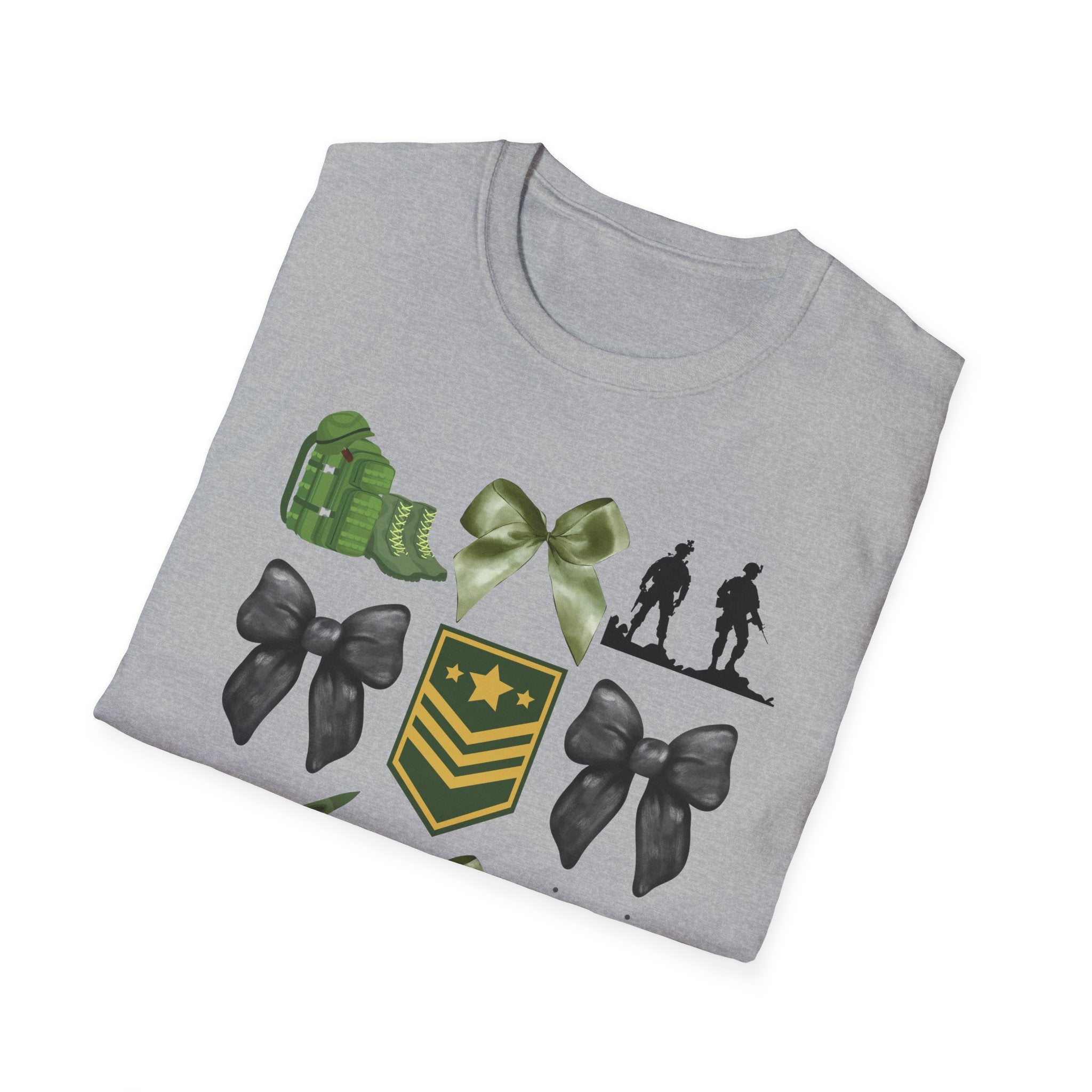 Military Wife T-Shirt — Patriotic Camouflage Ribbon & Dog Tags Tee