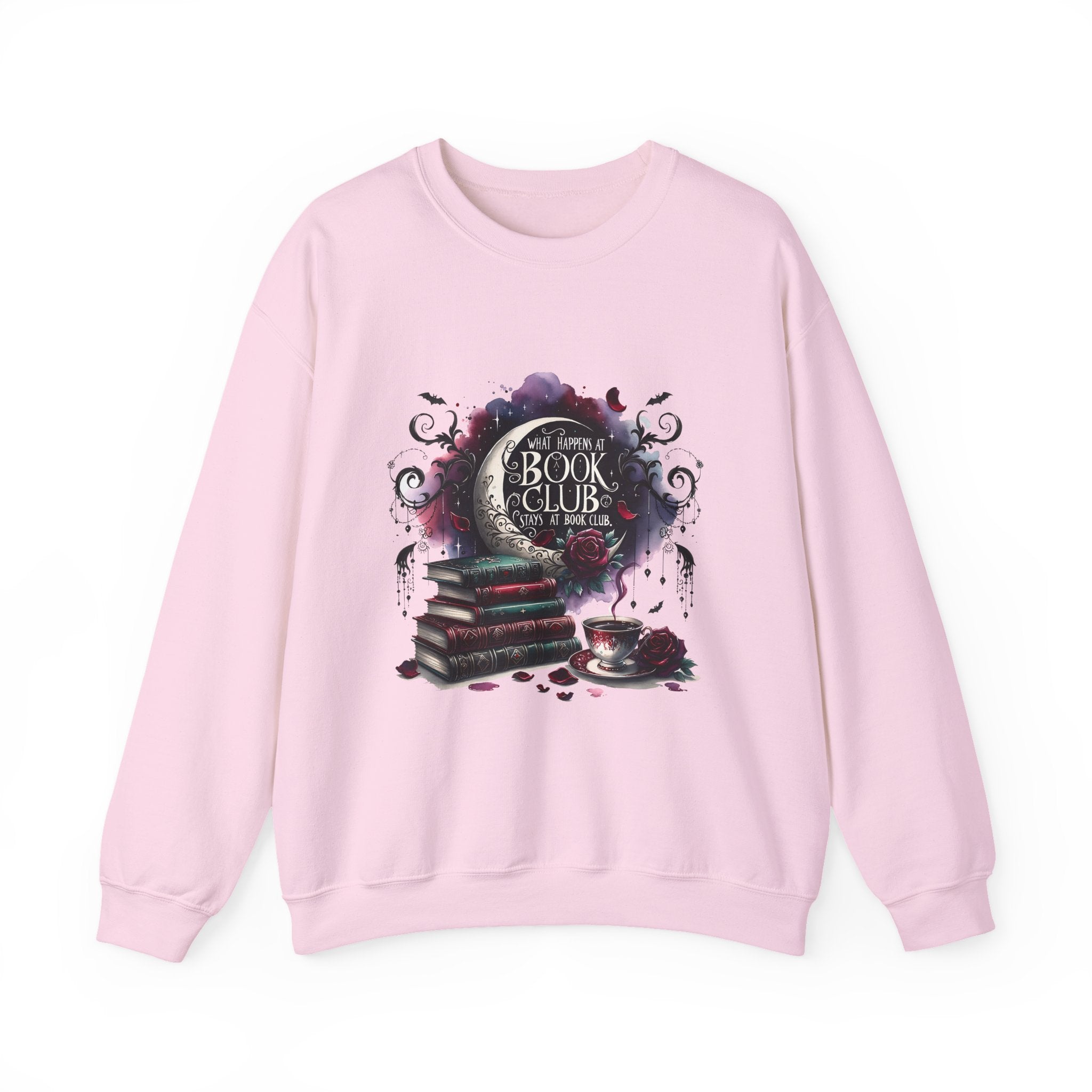 Book Club Crewneck Sweatshirt — Cozy Literary Stack & Tea Design
