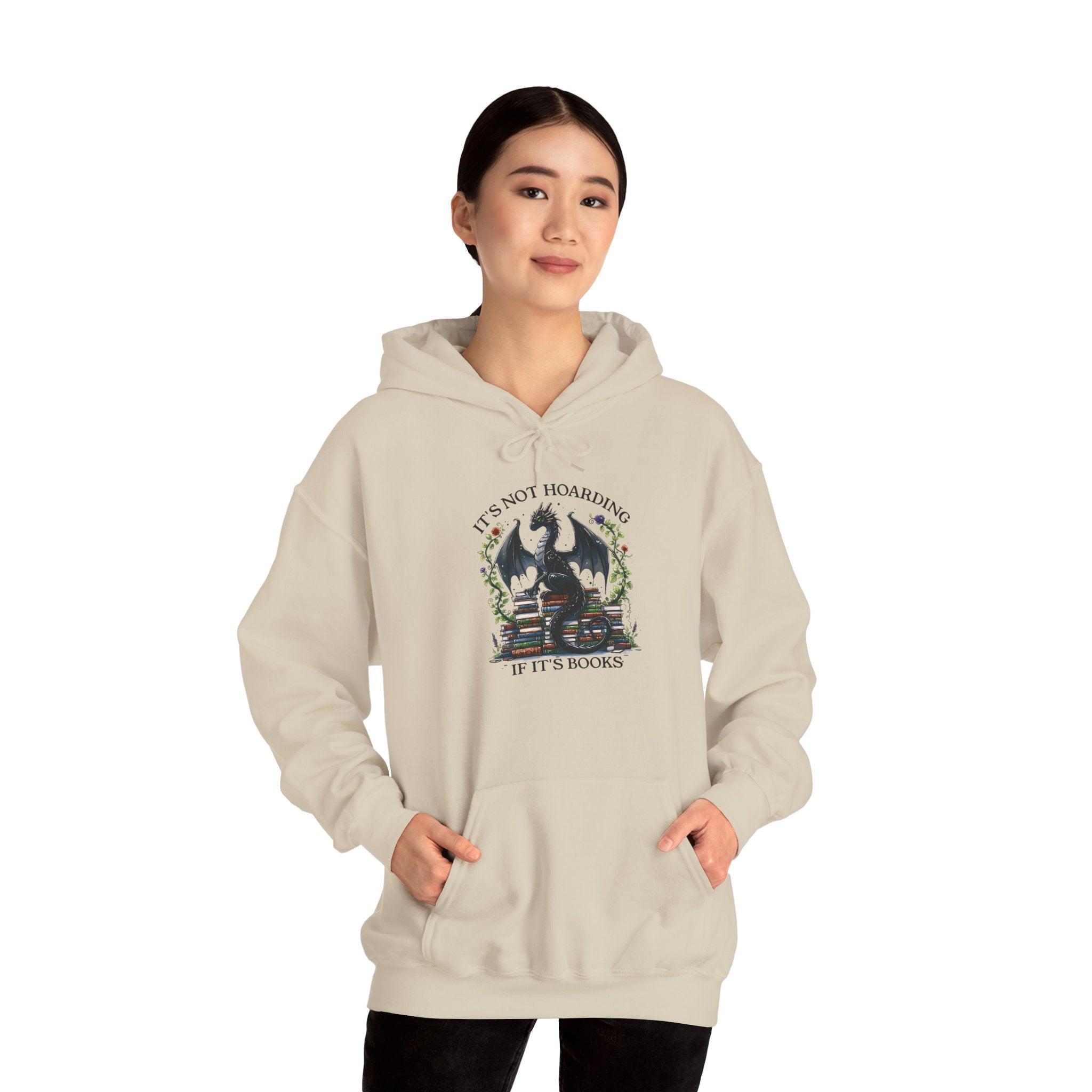 Hoodie — "It's Not Roaring if It's Books" Dragon Booklover Graphic Hoodie