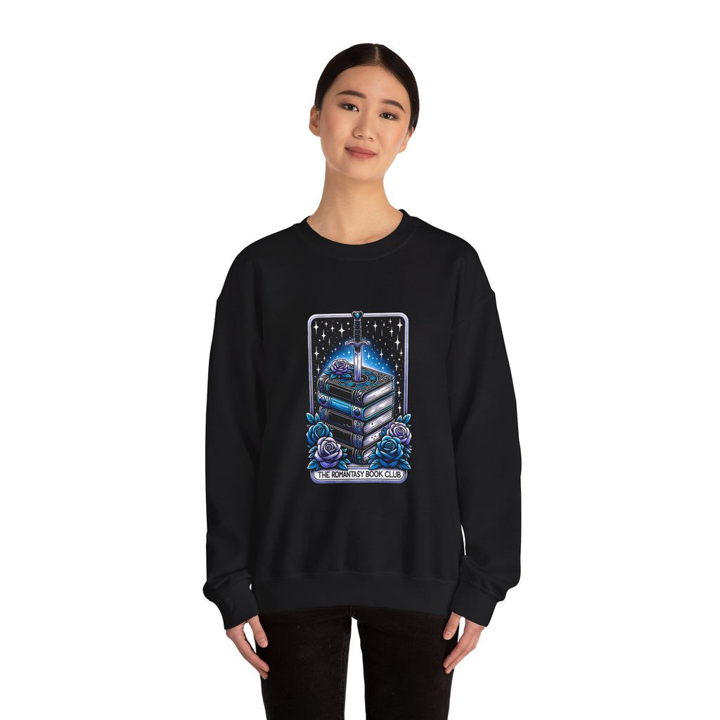Crewneck Sweatshirt — "The Forlorn Book Club" Gothic Stack of Books Design