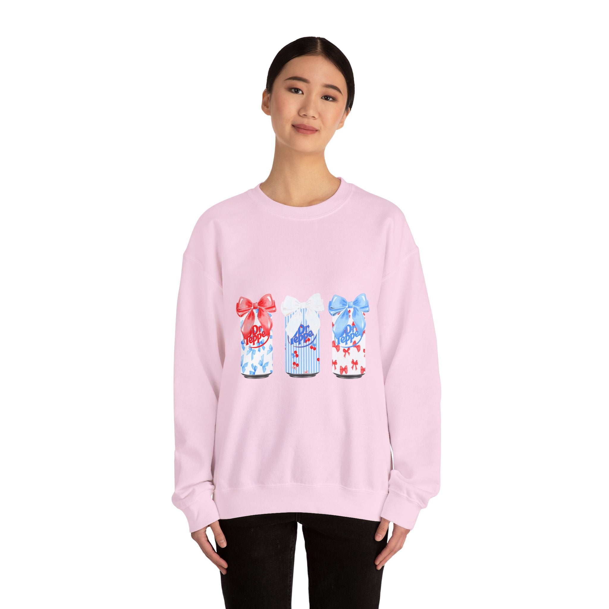 Patriotic Gift Candles Crewneck Sweatshirt – Red White Blue Ribbon Candle Trio