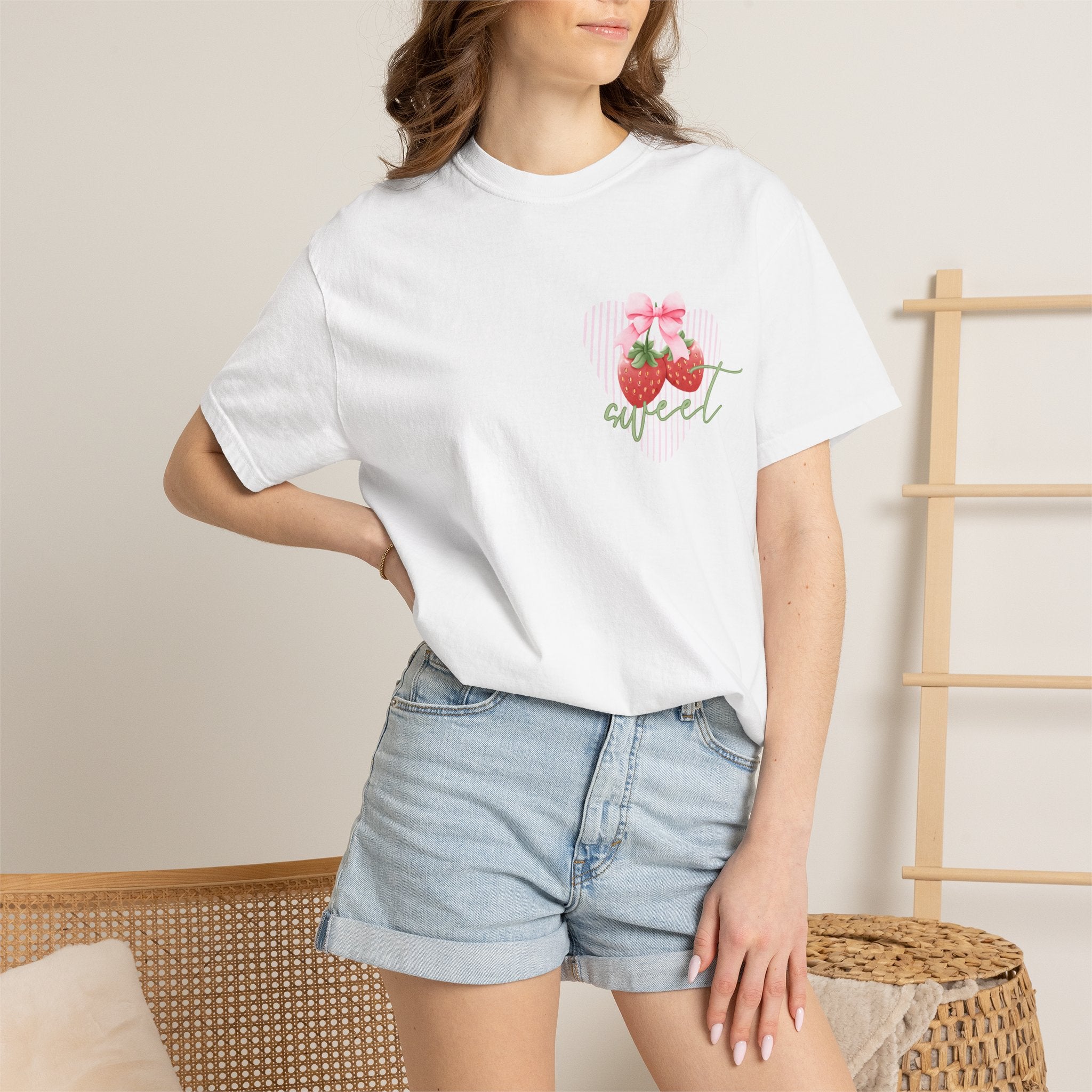Summer Fruit T-Shirt — "Sweet Summer" Strawberry & Lemon Graphic Tee