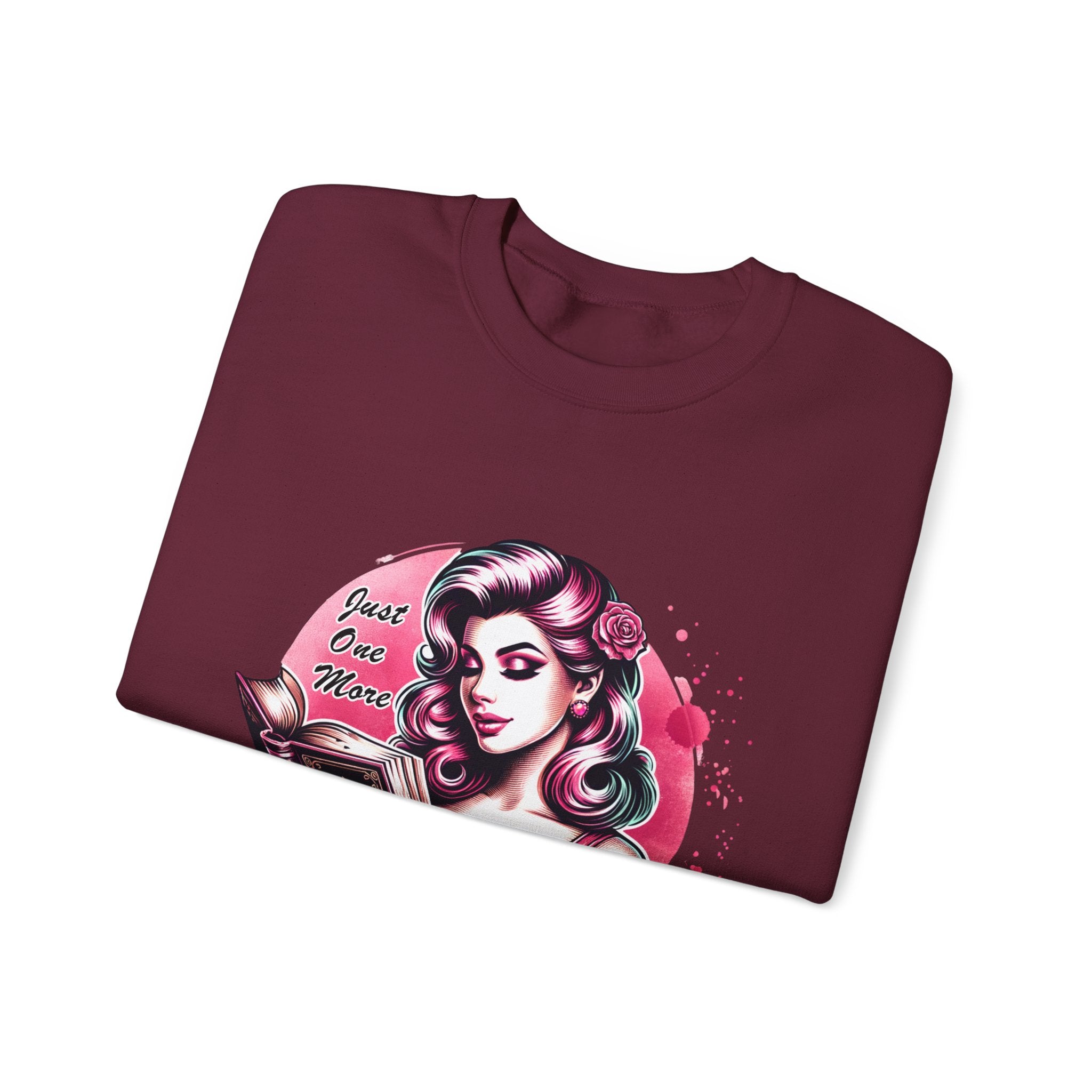 Chapter Reading Sweatshirt – Retro Pinup 'Just One More Chapter' Cozy Crewneck
