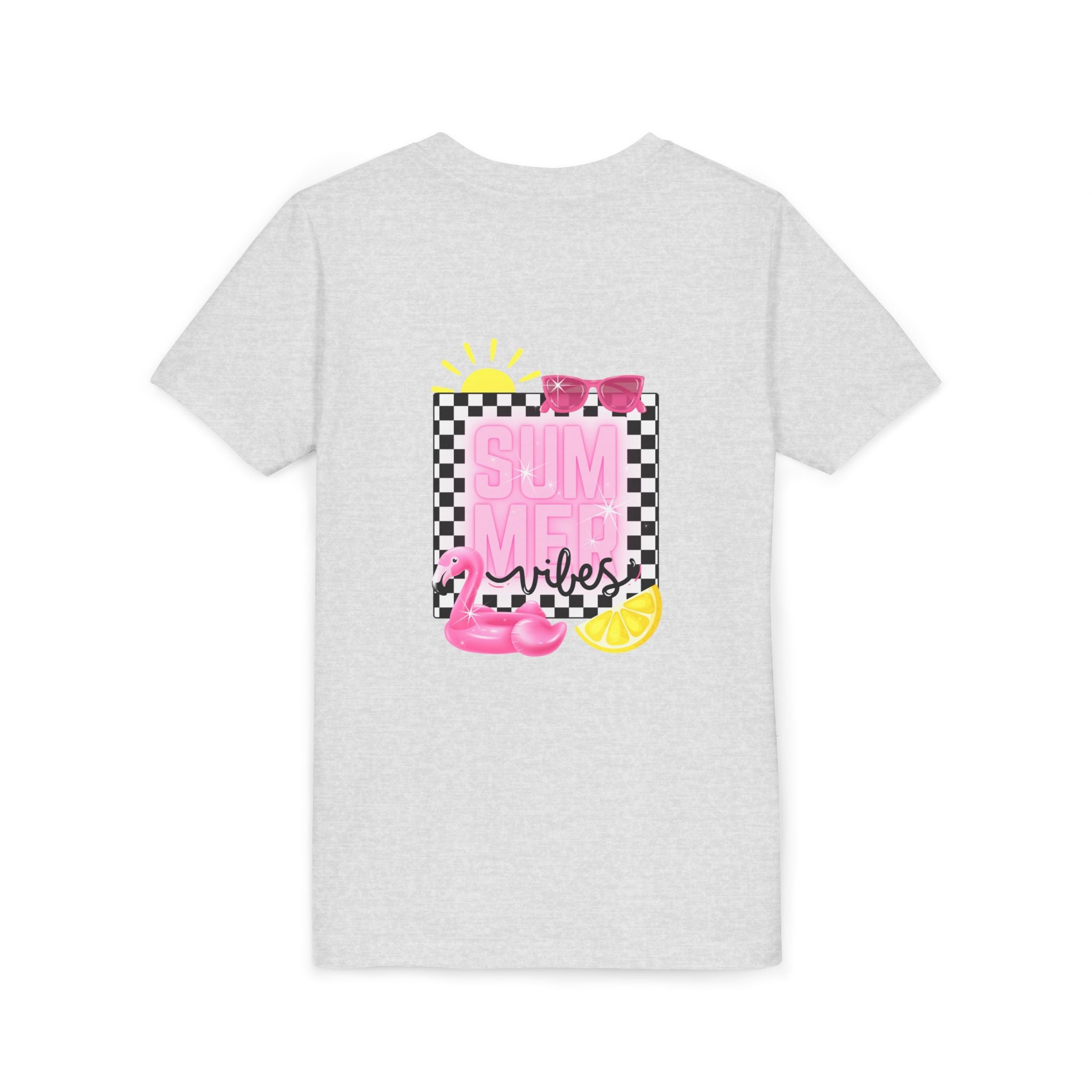 Youth Tee — "SUMMER Vibes" Pink Floaty Checkerboard Kids T-Shirt