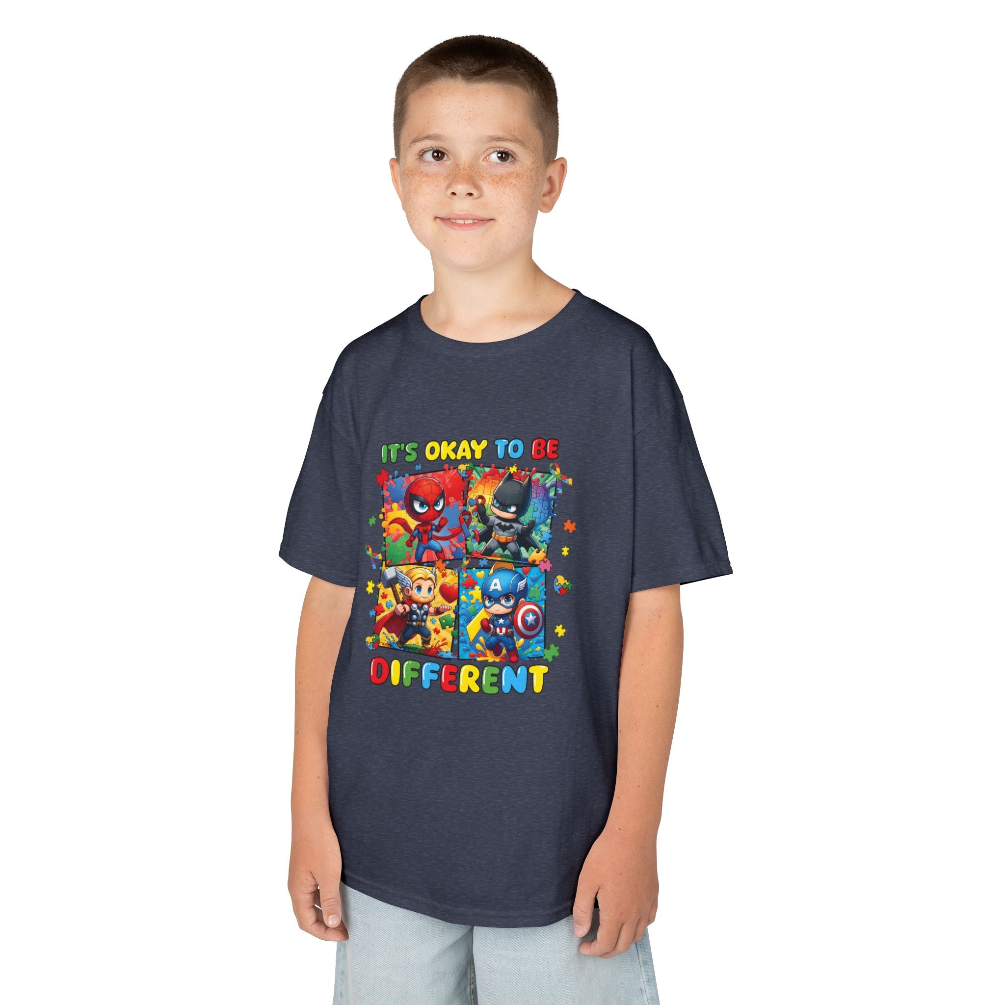 Kids 'It's Okay to Be Different' Graphic Tee — Colorful Inclusive Cartoon Design