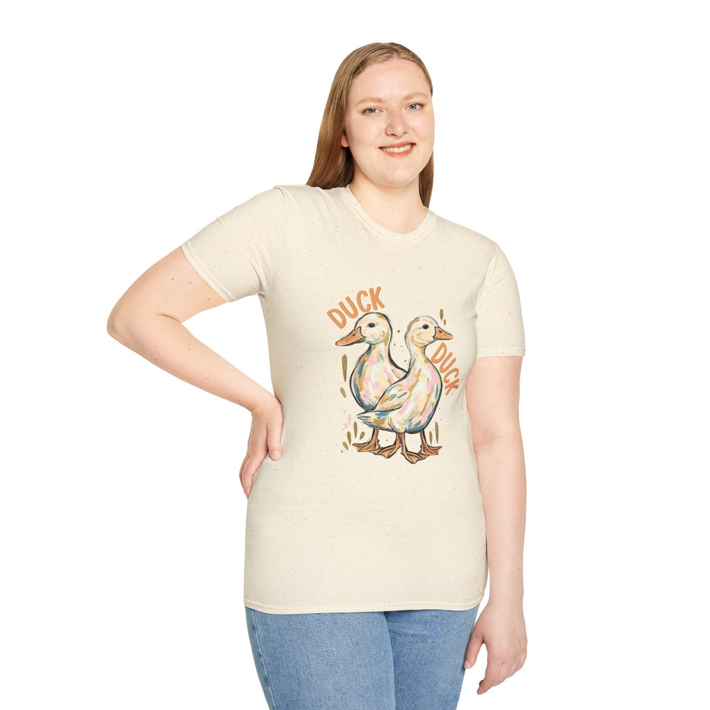 Double-sided Duck Duck Goose T-Shirt — Cute Pastel Duck & Goose Graphic Tee