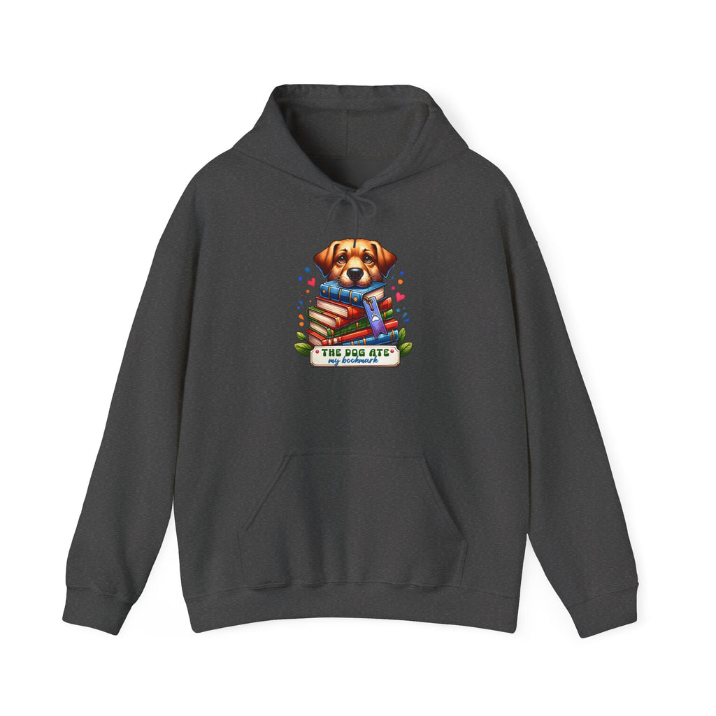 Dog Mom Hoodie — Cute Puppy Reading Books "The Dog Ate" Graphic Sweatshirt