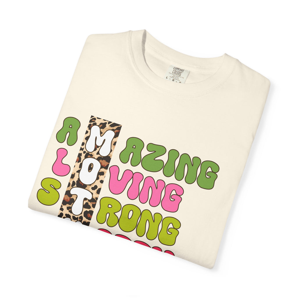 Mother Acrostic Graphic T-Shirt — Retro Bubble Letters & Leopard Accent