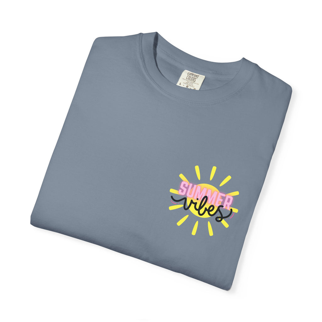 Summer Vibes T-Shirt — Pink Floatie & Checkered Graphic