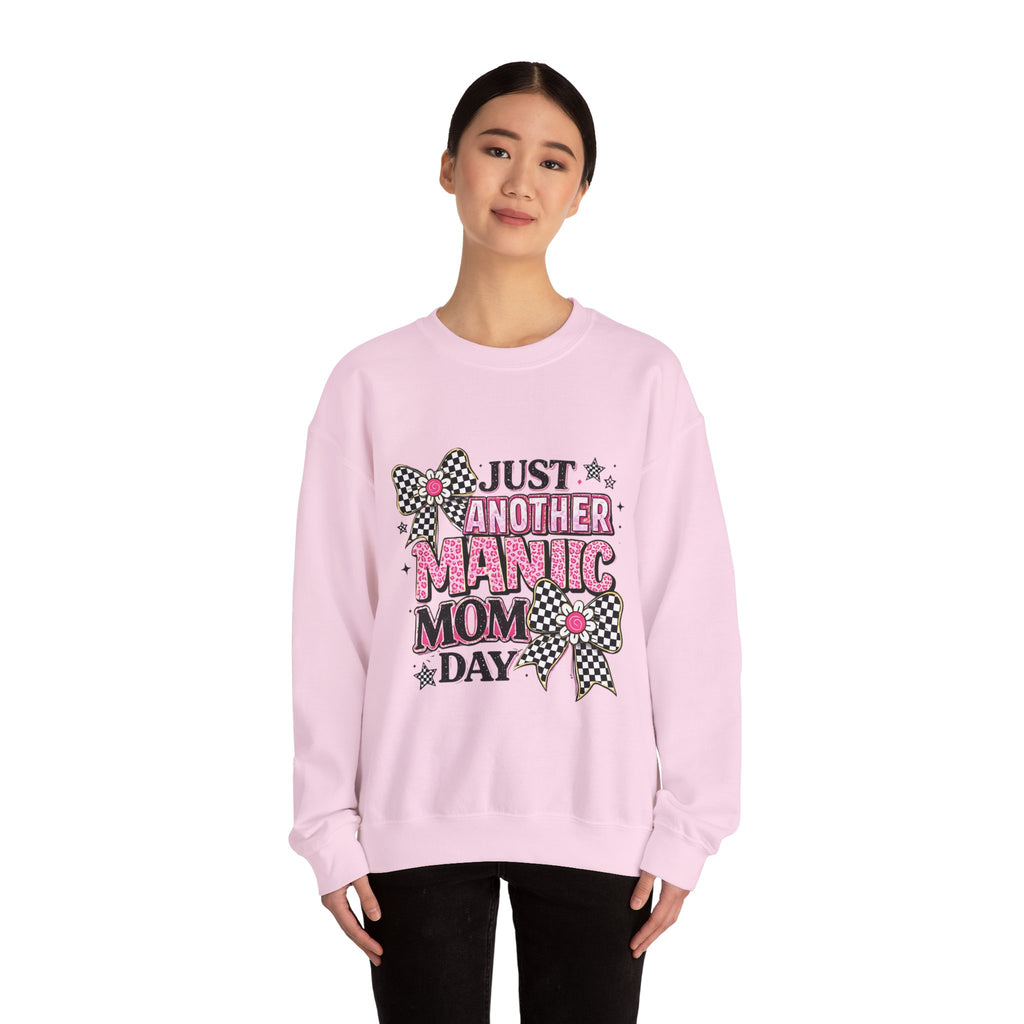 Mom Sweatshirt — "Just Another Manic Mom Day" Graphic Crewneck