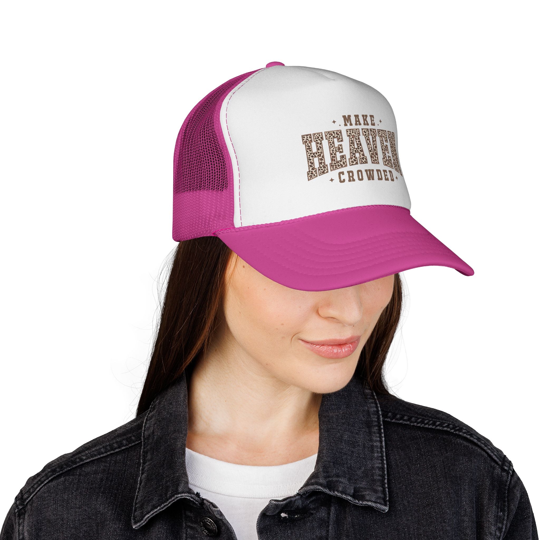 Trucker Cap — "Make Heaven Crowded" Retro Western Mesh Hat