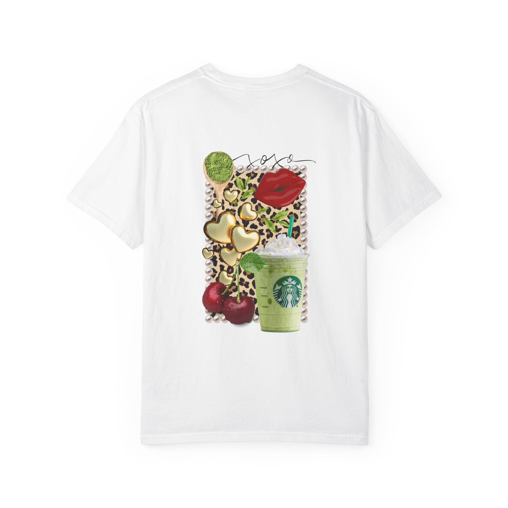 T-Shirt — "I Love You For Matcha" Graphic Tee with Leopard Heart & Matcha Cup