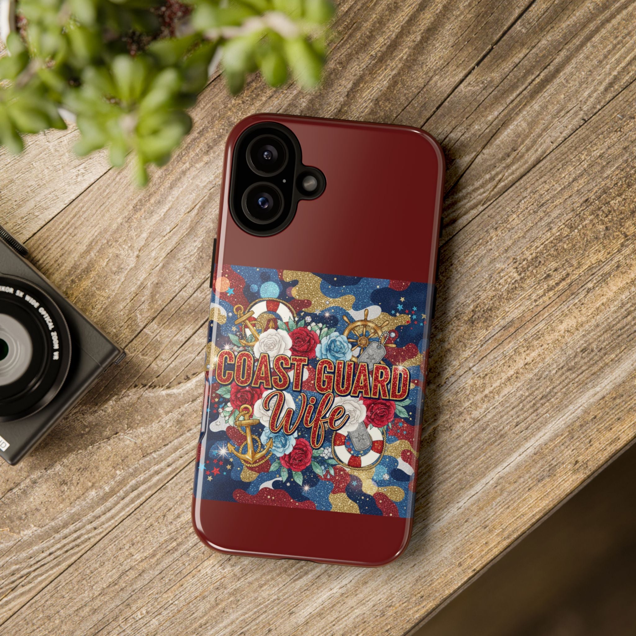 Coast Guard Wife Tough Phone Case — Patriotic Anchor & Lifebuoy Design