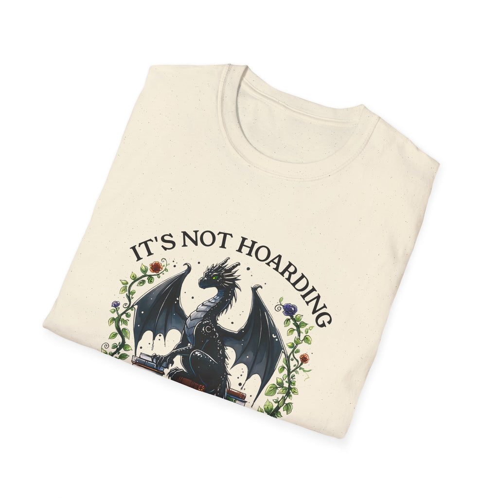 Dragon Reading T-Shirt — "It's Not Hoarding If It's Books" Book Lover Tee