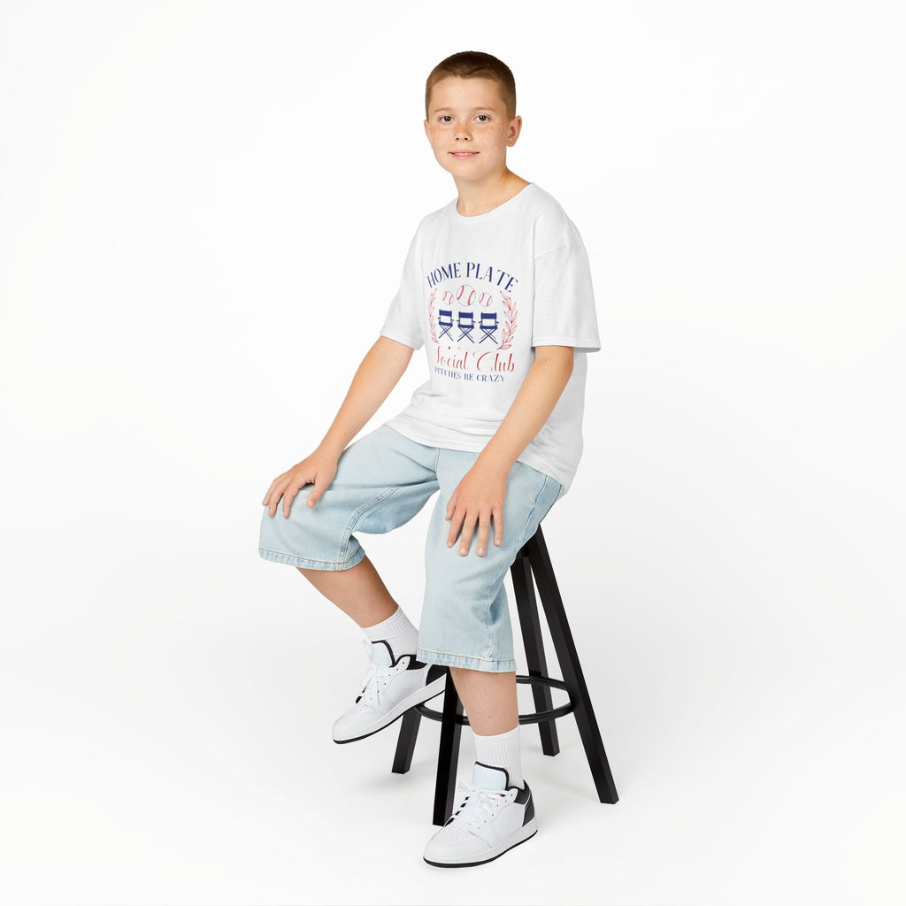Kids Tee — "Home Plate Social Club" Baseball Shirt (Pitches Be Crazy)