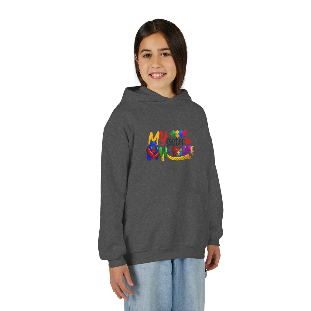 Youth Hoodie — "My Sister is Awesome" Colorful Kids Pullover