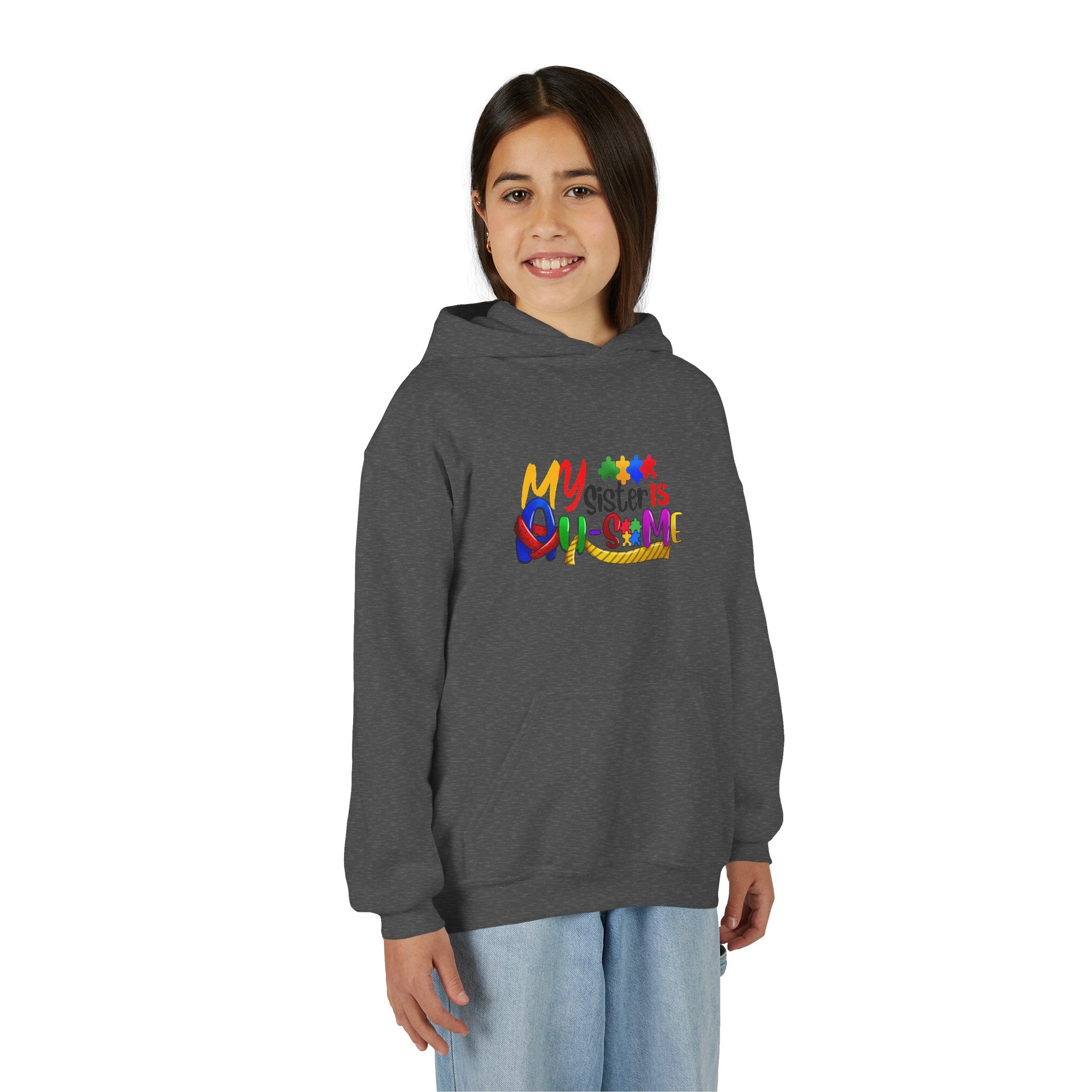 Youth Hoodie — "My Sister is Awesome" Colorful Kids Pullover