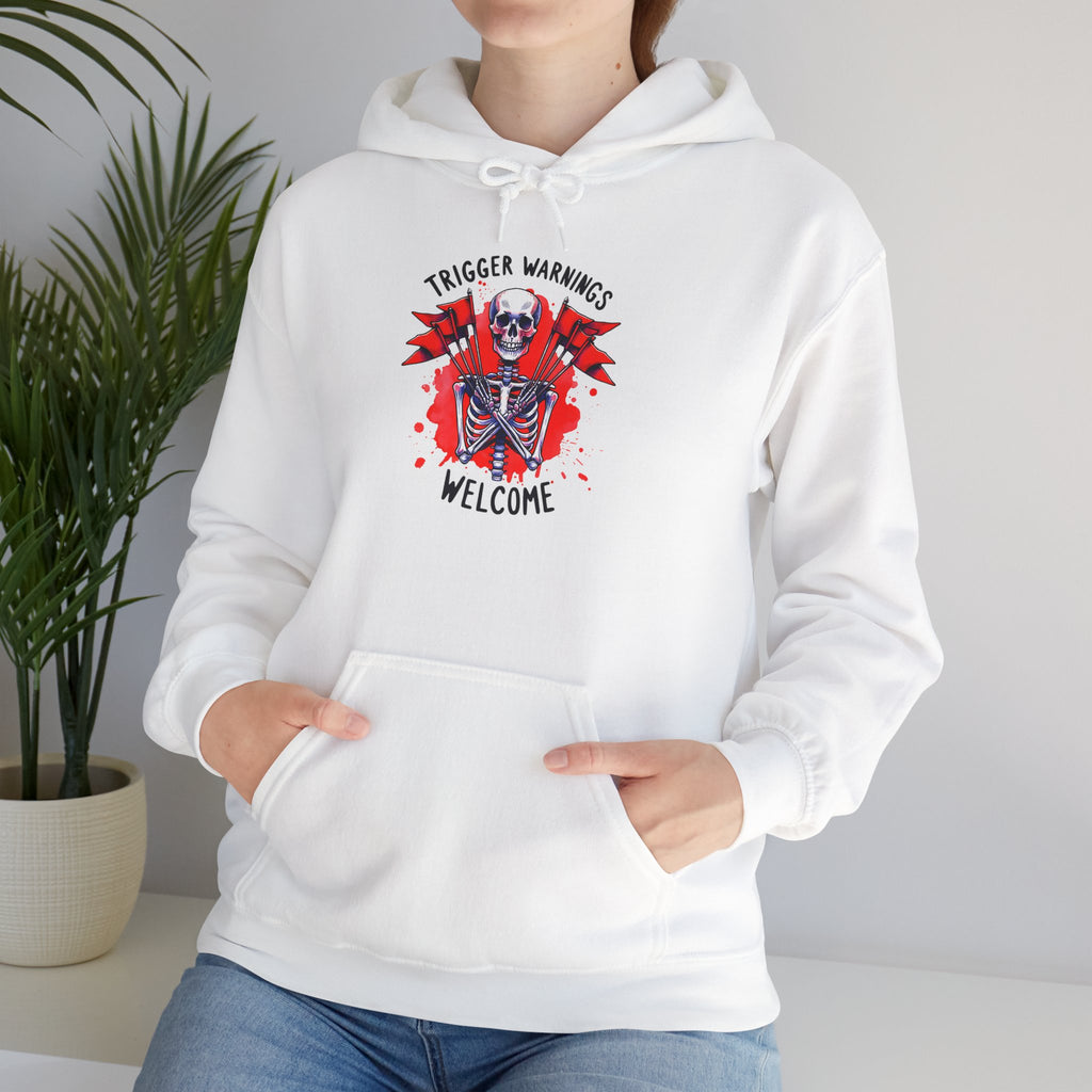 Trigger Warning Skeleton Hoodie - Edgy Skull Graphic Pullover