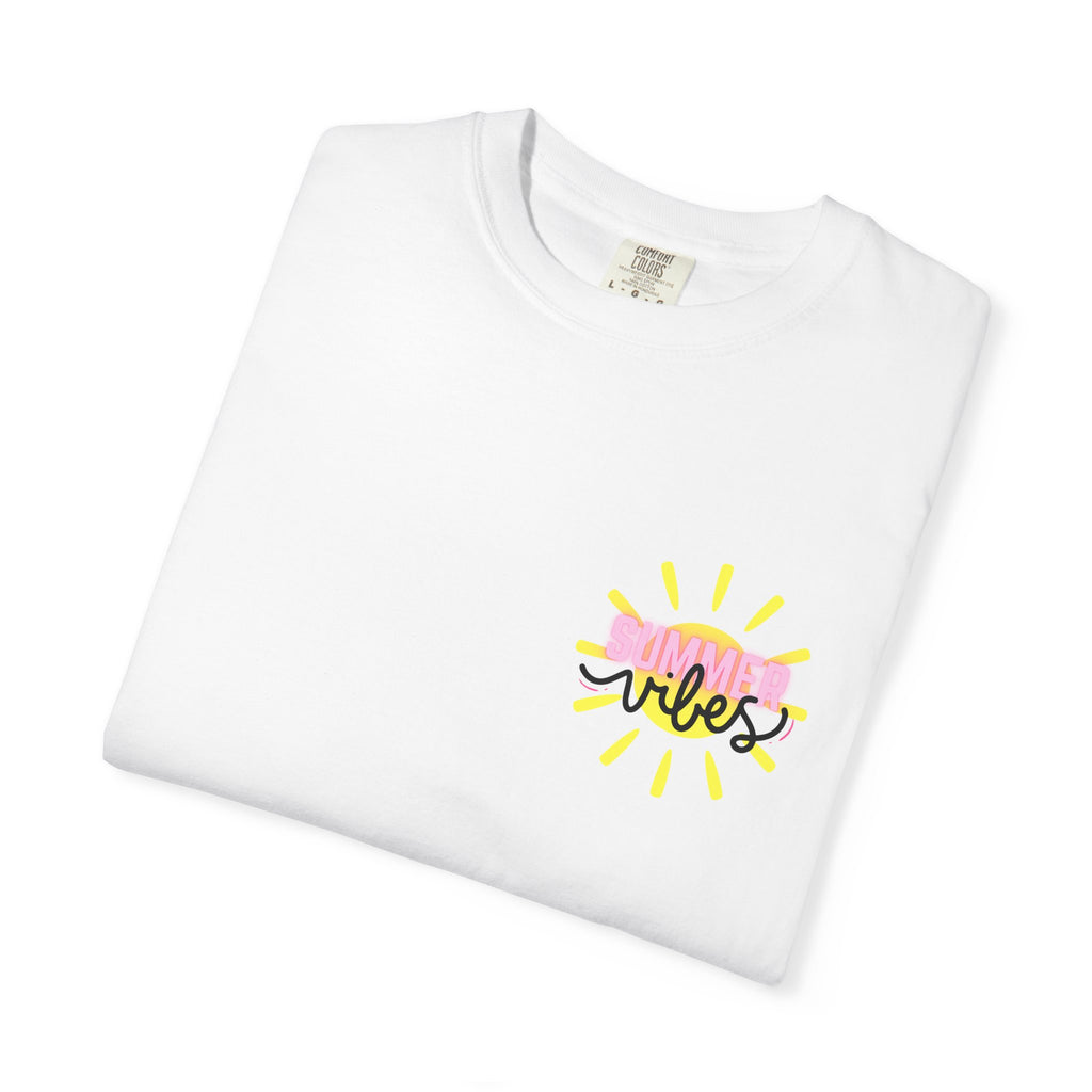 Summer Vibes T-Shirt — Pink Floatie & Checkered Graphic