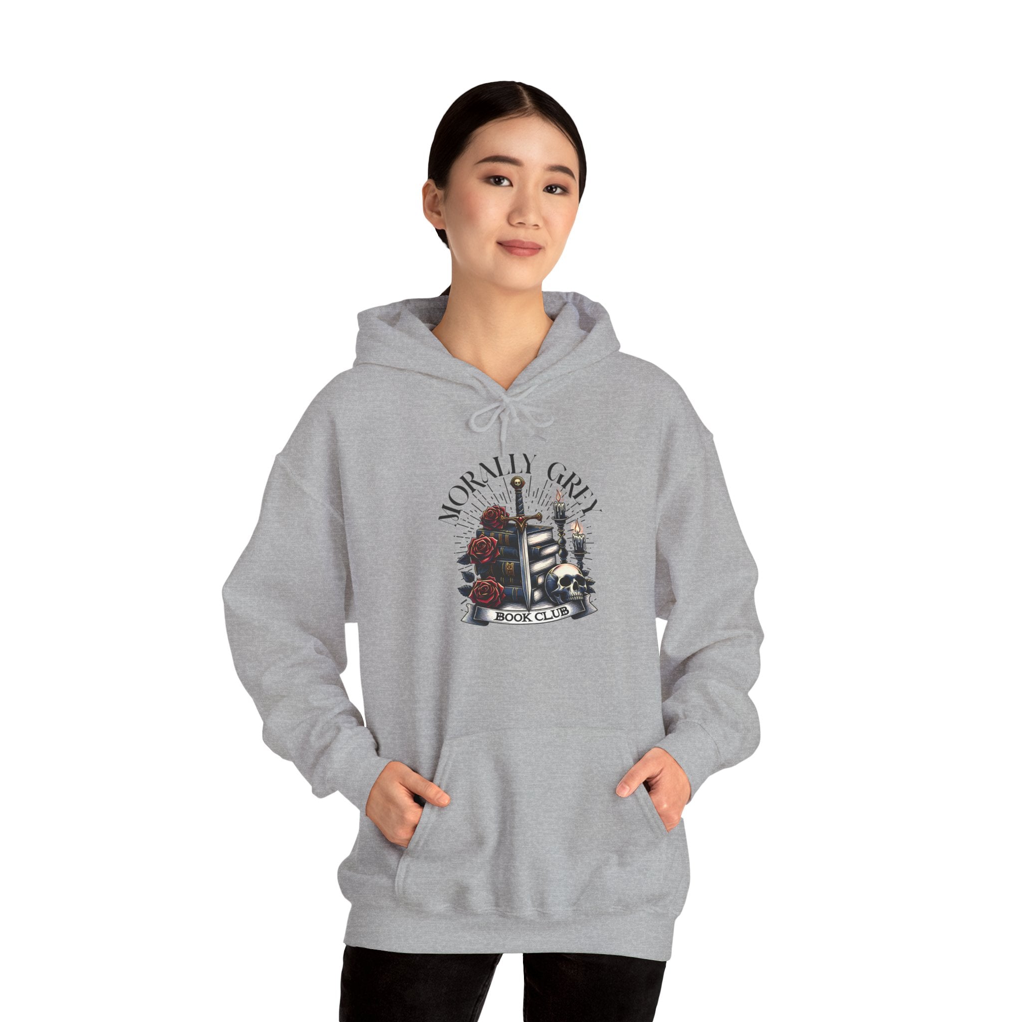 Horror Girl Graphic Hoodie – Gothic Roses & Vintage Candle Illustration