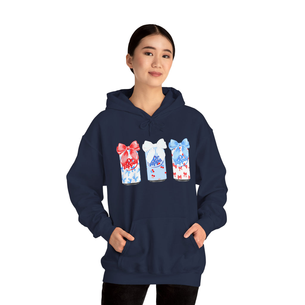 Gift Box Trio Hoodie - Red White Blue Ribbon Holiday Sweatshirt