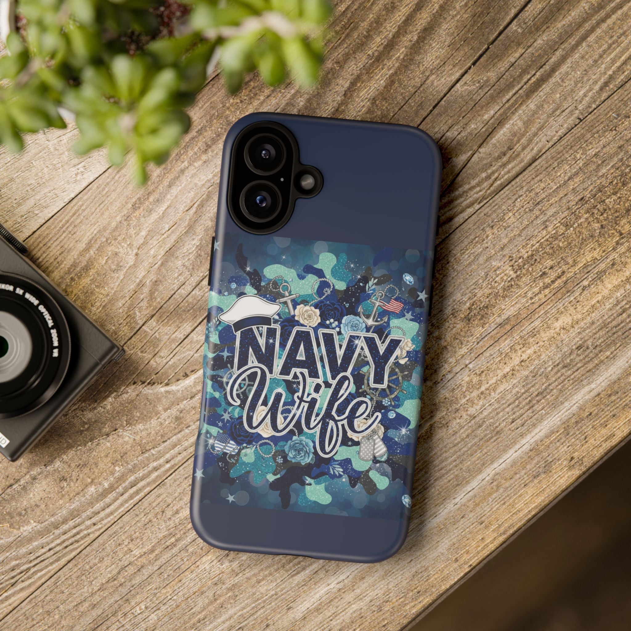 Navy Wife Tough Phone Case — Camouflage Military Tribute Protective Cover