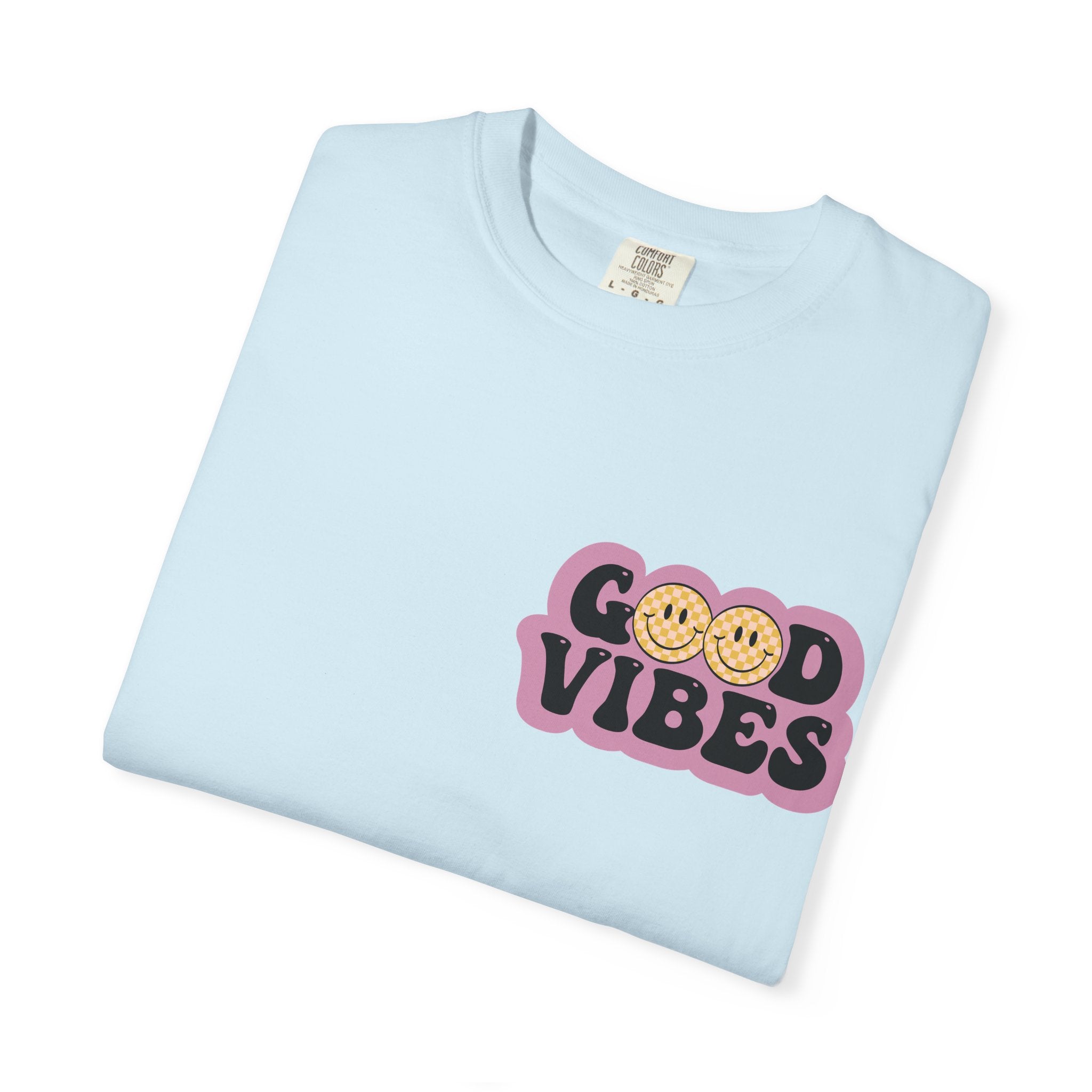 Good Vibes Retro Graphic T-Shirt — Free Spirit Smiley Desert Design