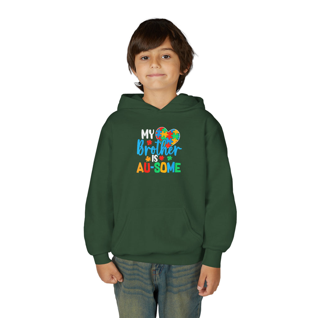 Youth Hoodie - "My Brother is Au-some" Autism Awareness Puzzle Heart Sweatshirt