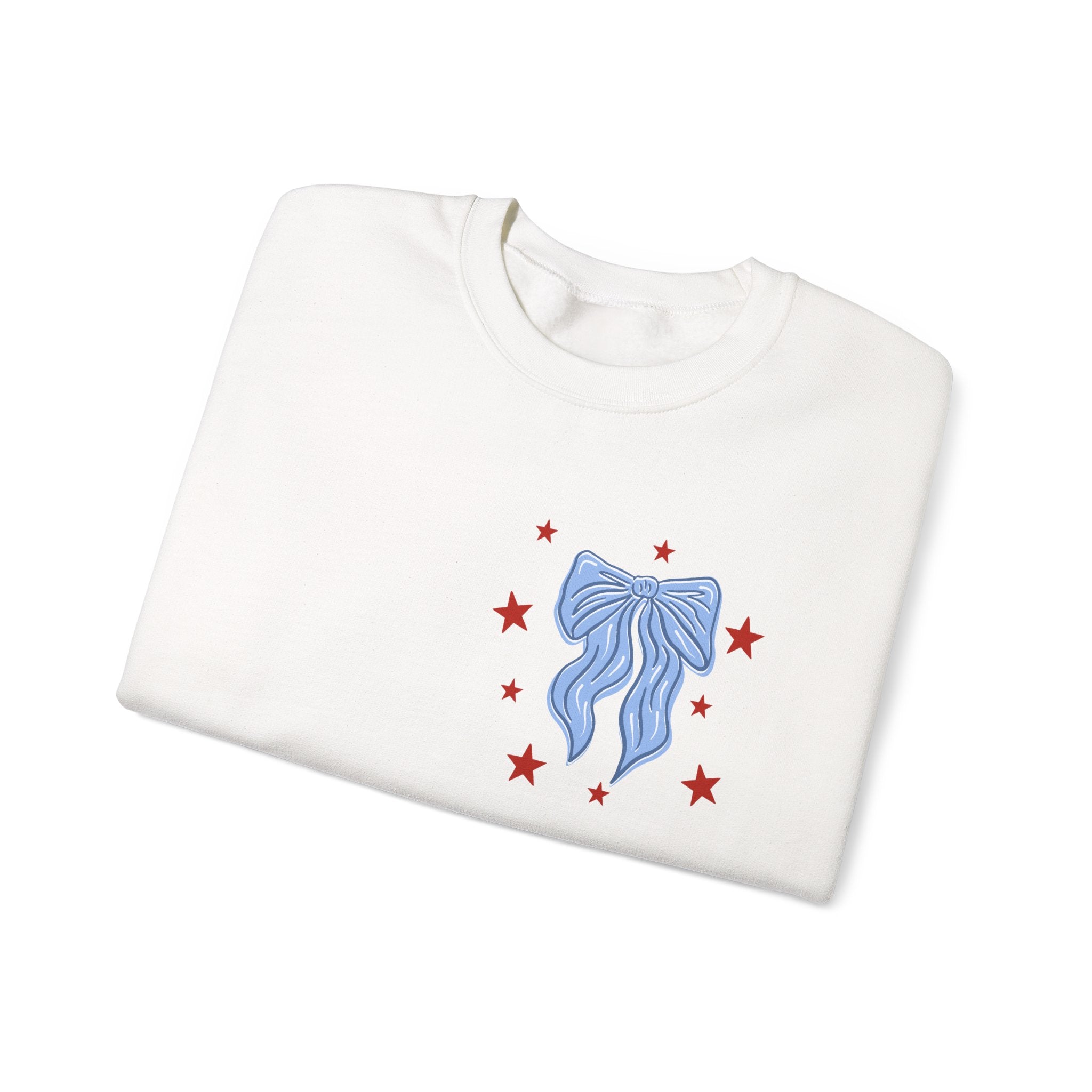Double-sided American Honey Crewneck Sweatshirt — Patriotic Blue Ribbon Stars Pullover