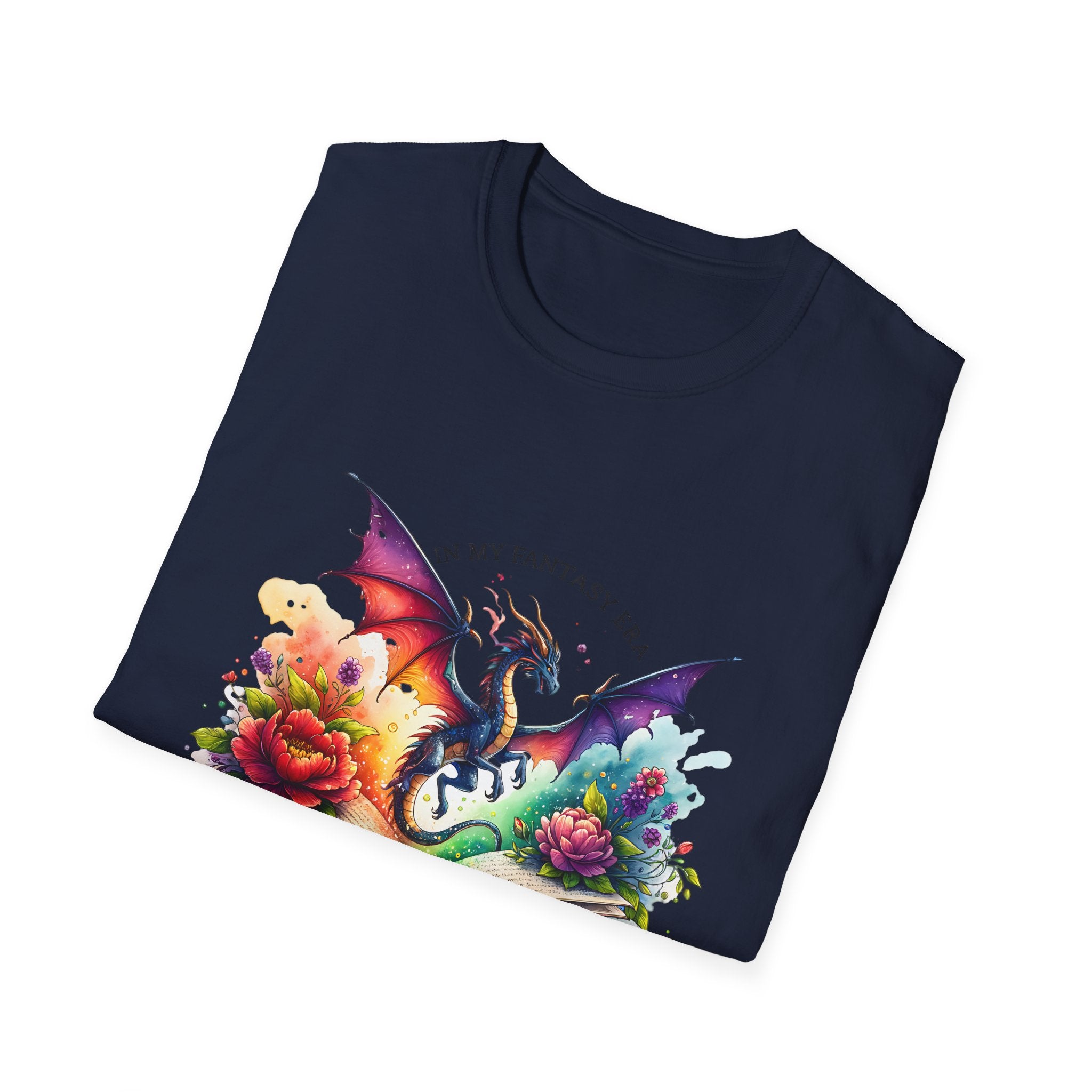 Fantasy Dragon Book T-Shirt — 'Live in My Fantasy' Colorful Storybook Design