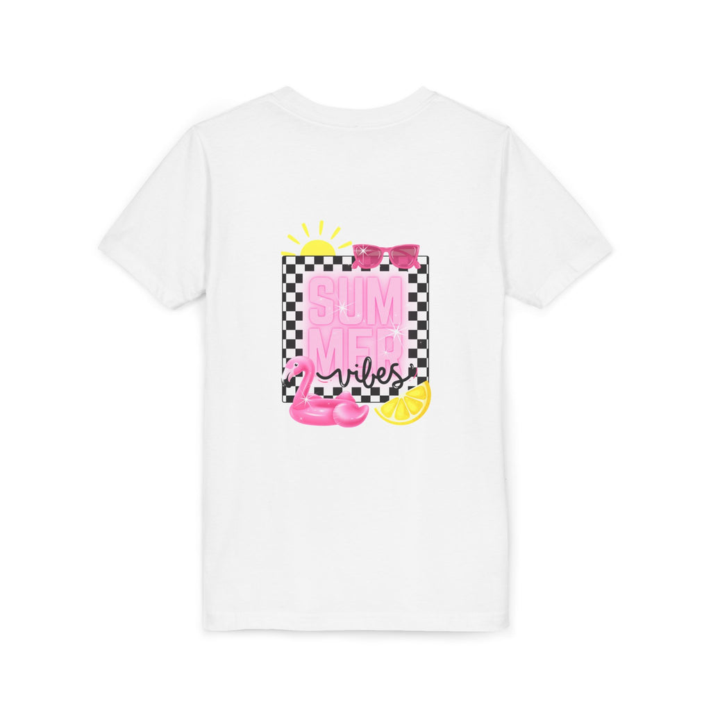 Youth Tee — "SUMMER Vibes" Pink Floaty Checkerboard Kids T-Shirt